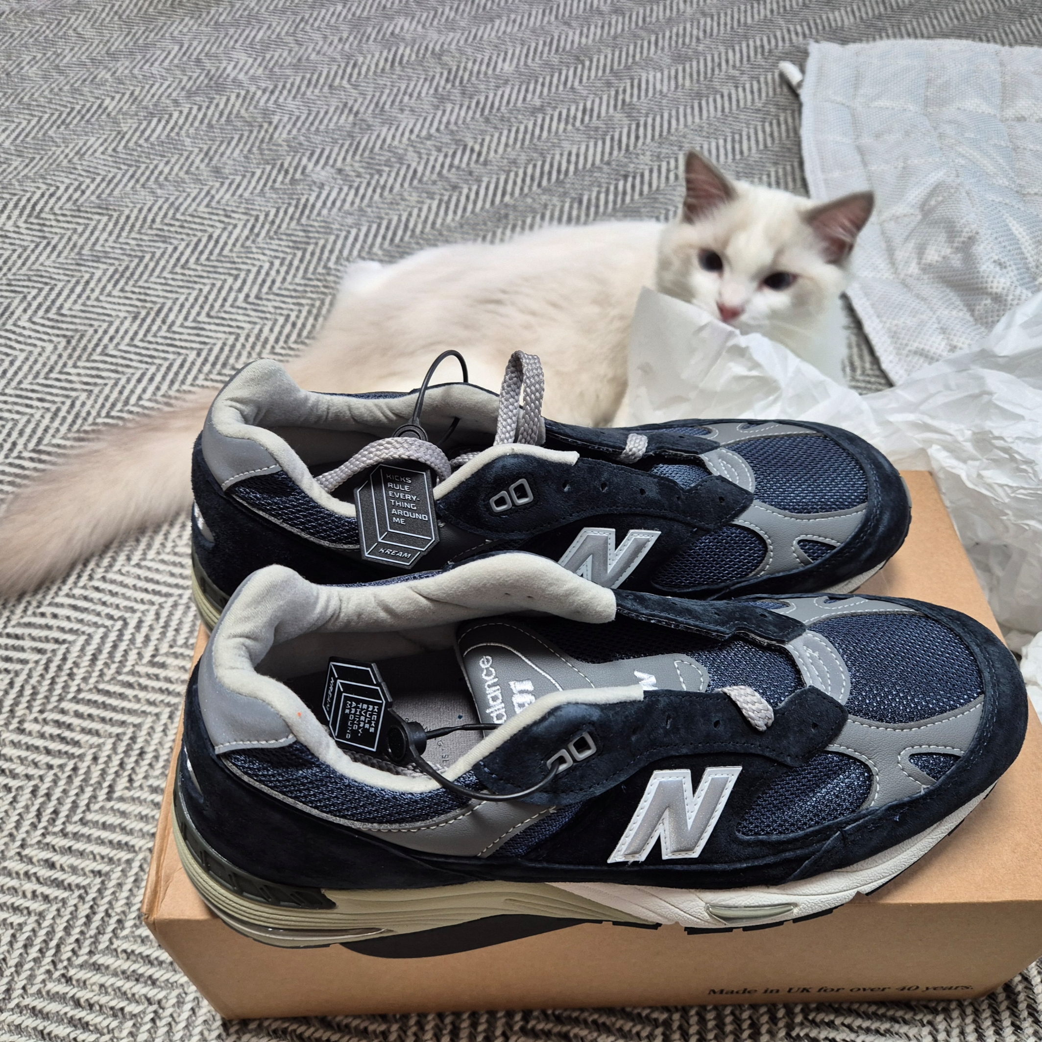 New Balance 991 Made in UK Navy 착용 스타일 - 1