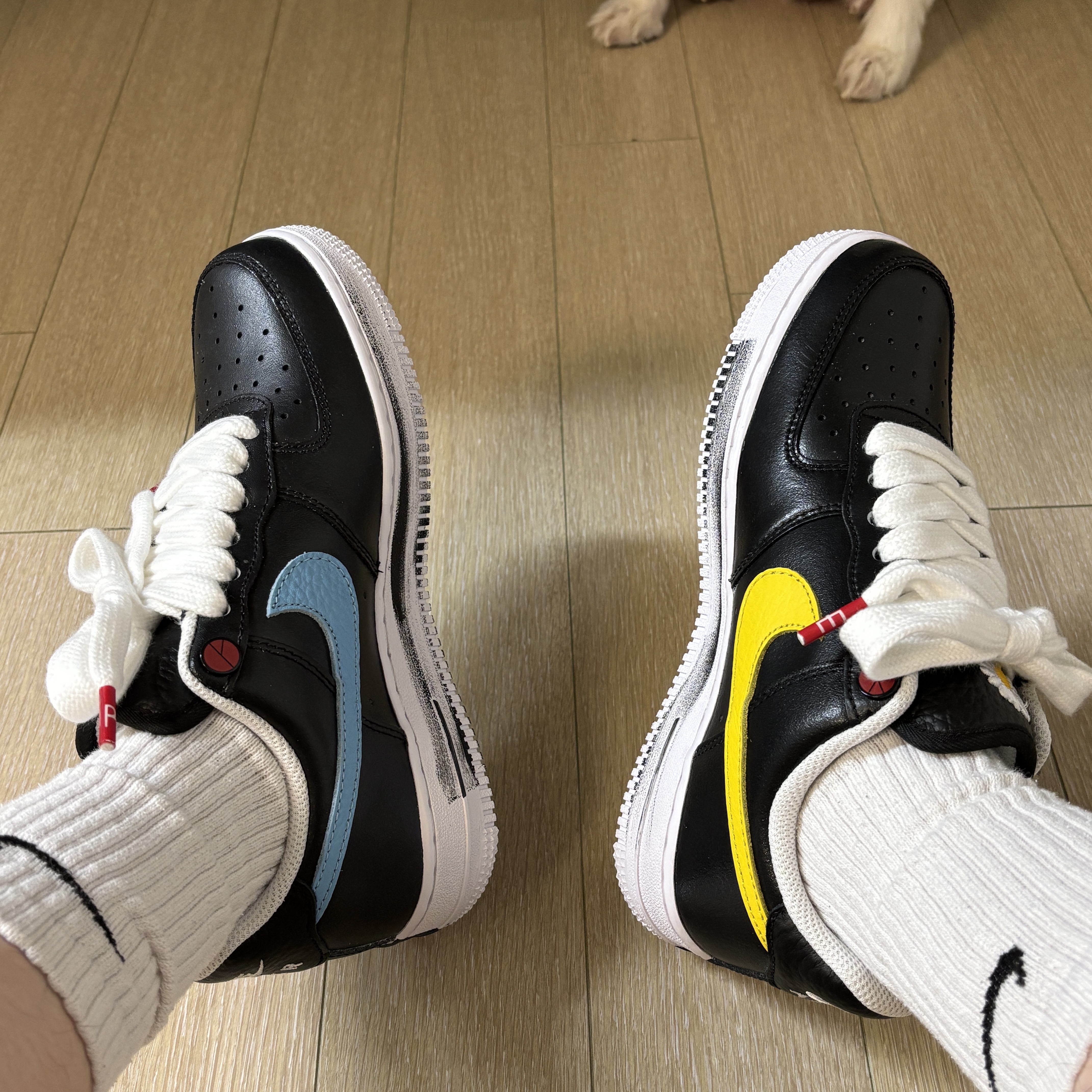 Nike x Peaceminusone Air Force 1 Low Para-Noise 3.0 Black and Multicolor 착용 스타일