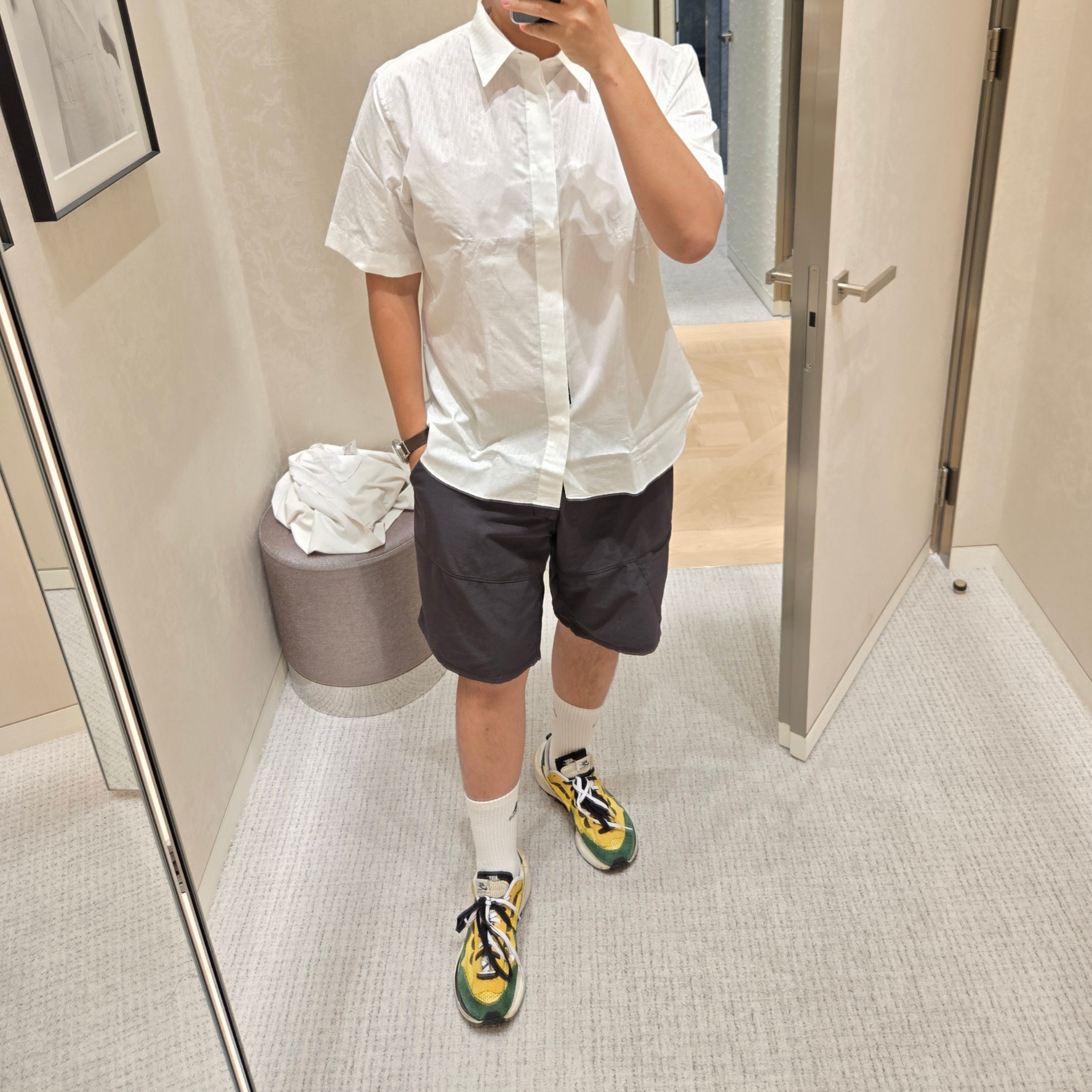Nike x Sacai VaporWaffle Tour Yellow & Gorge Green Sail 착용 스타일