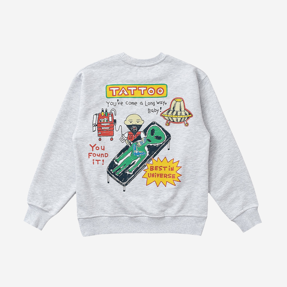 빅웨이브 컬렉티브 베스트 인 유니버스 타투 스웻셔츠 화이트 멜란지