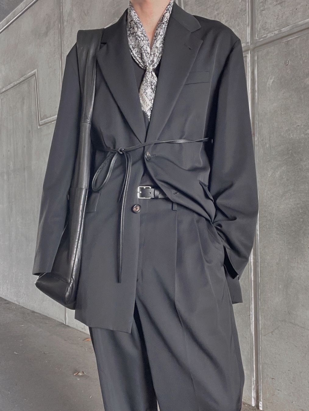 ssstein Oversized Single Breasted Long Jacket Black - 24FW 착용 스타일 - 2