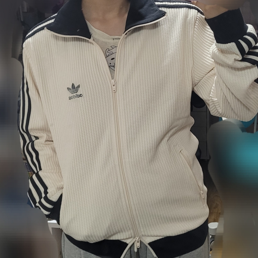 Adidas Waffle Beckenbauer Track Top Wonder White - KR Sizing 착용 스타일 - 1