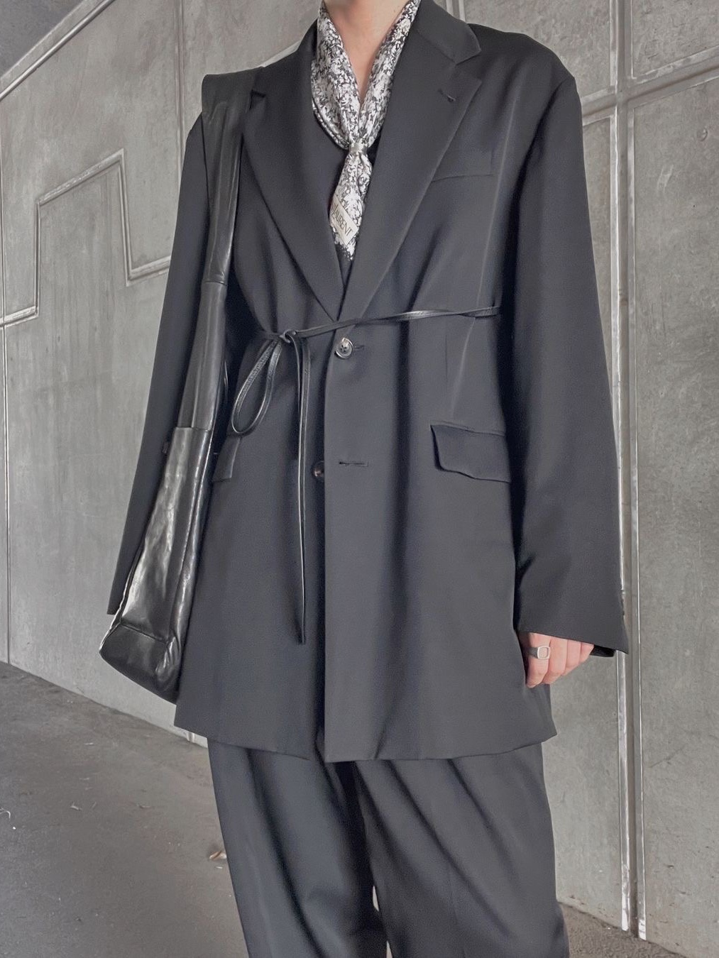 ssstein Oversized Single Breasted Long Jacket Black - 24FW 착용 스타일 - 1