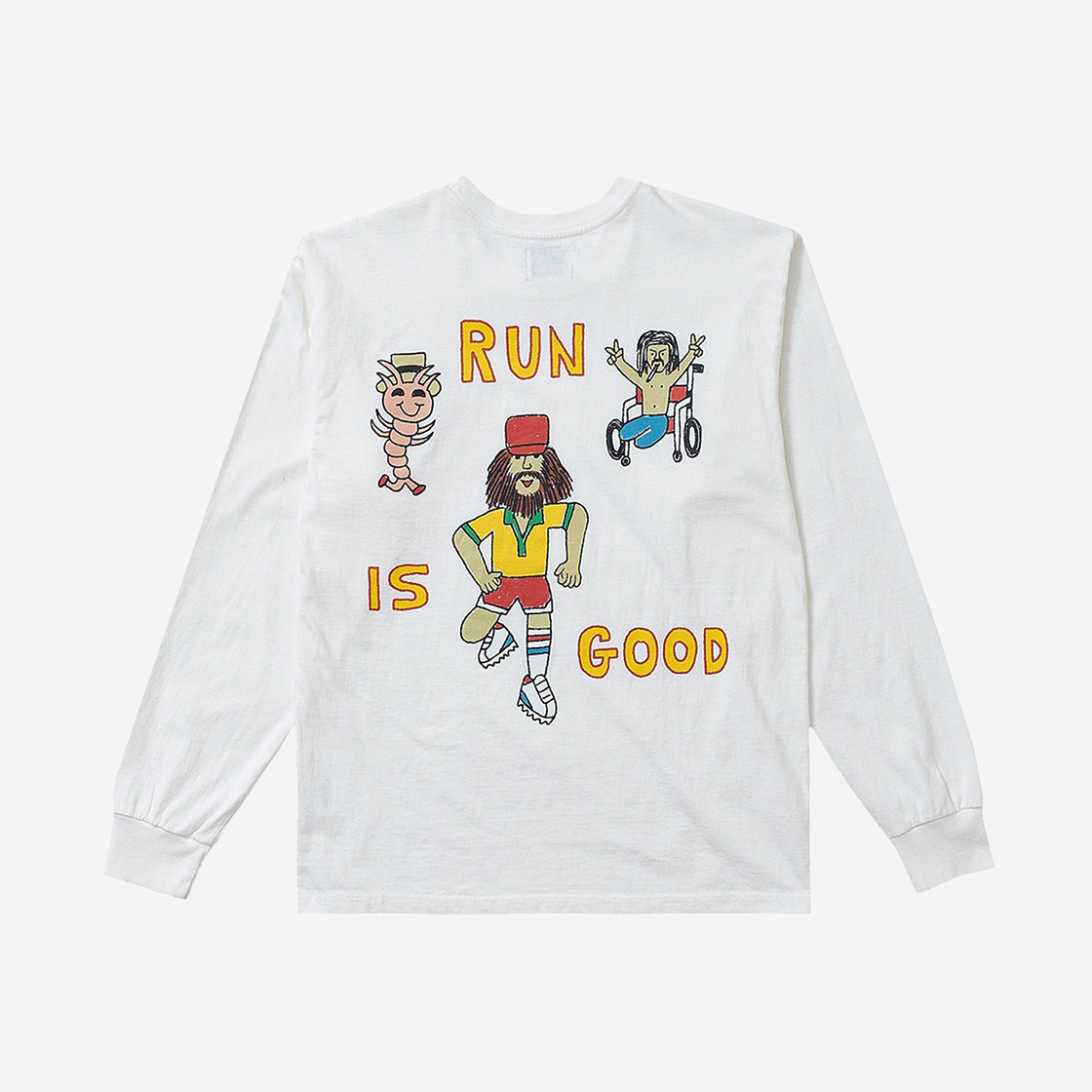 빅웨이브 컬렉티브 런 이즈 굿 긴팔 티 오프 화이트