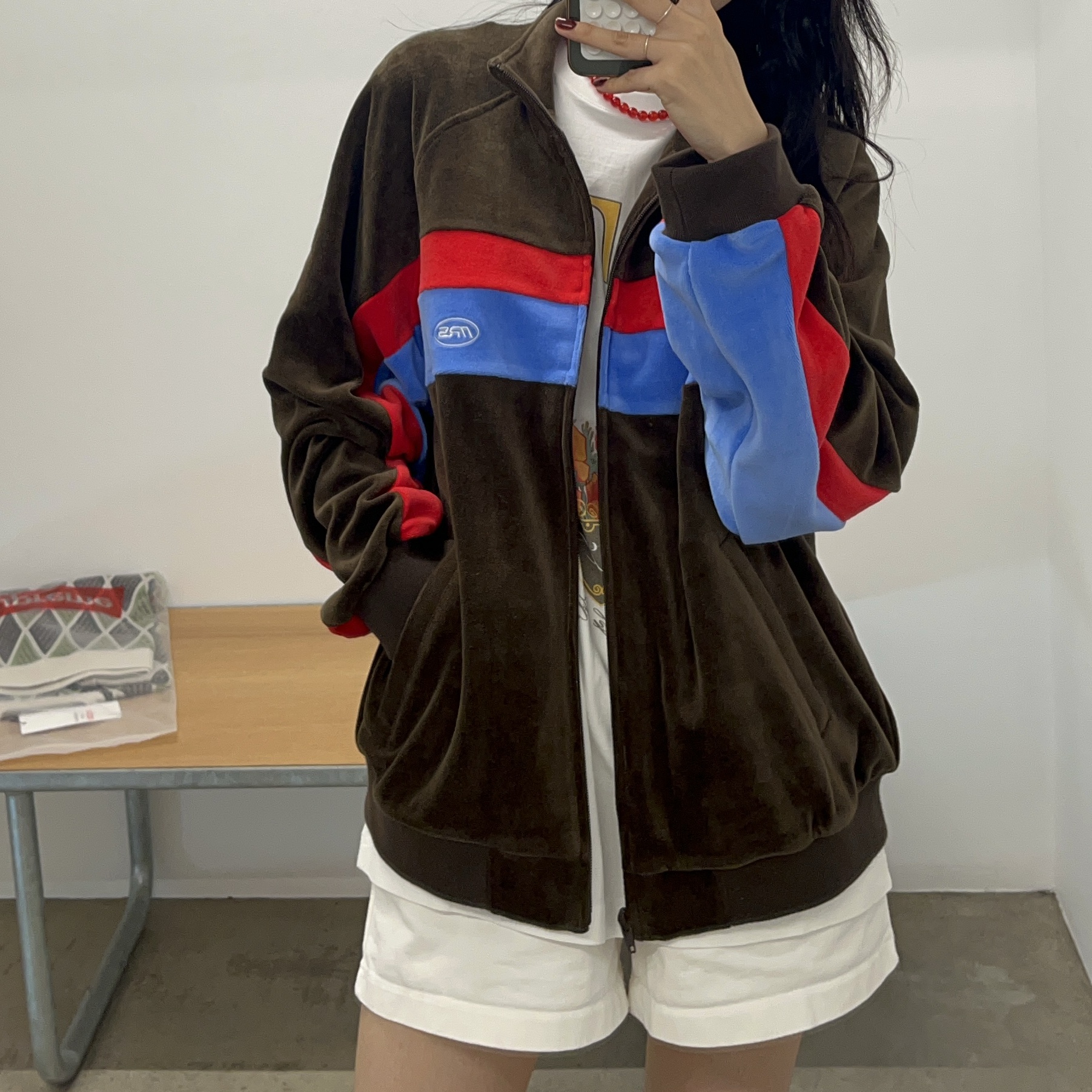 Supreme x Martine Rose Velour Track Jacket Brown - 24FW 착용 스타일 - 1