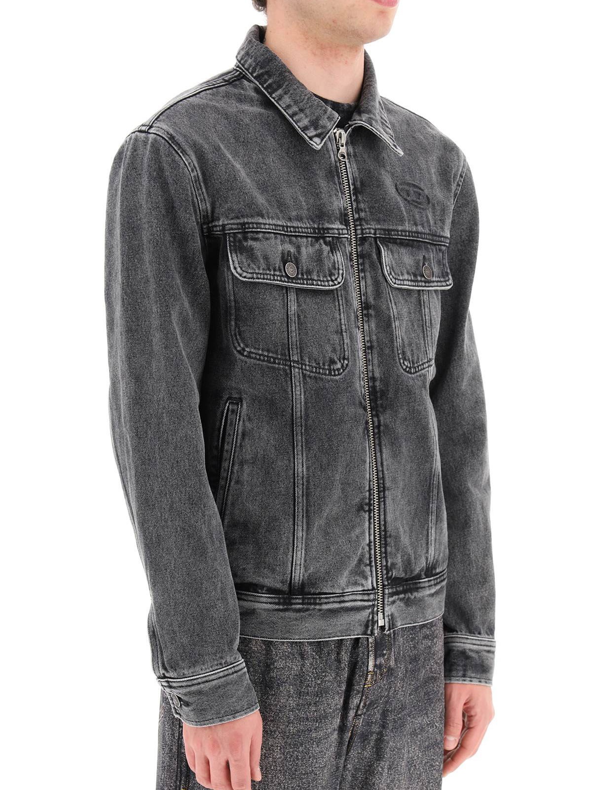 Diesel D-Barcy-ZF Denim Jacket Negro 착용 스타일 - 2