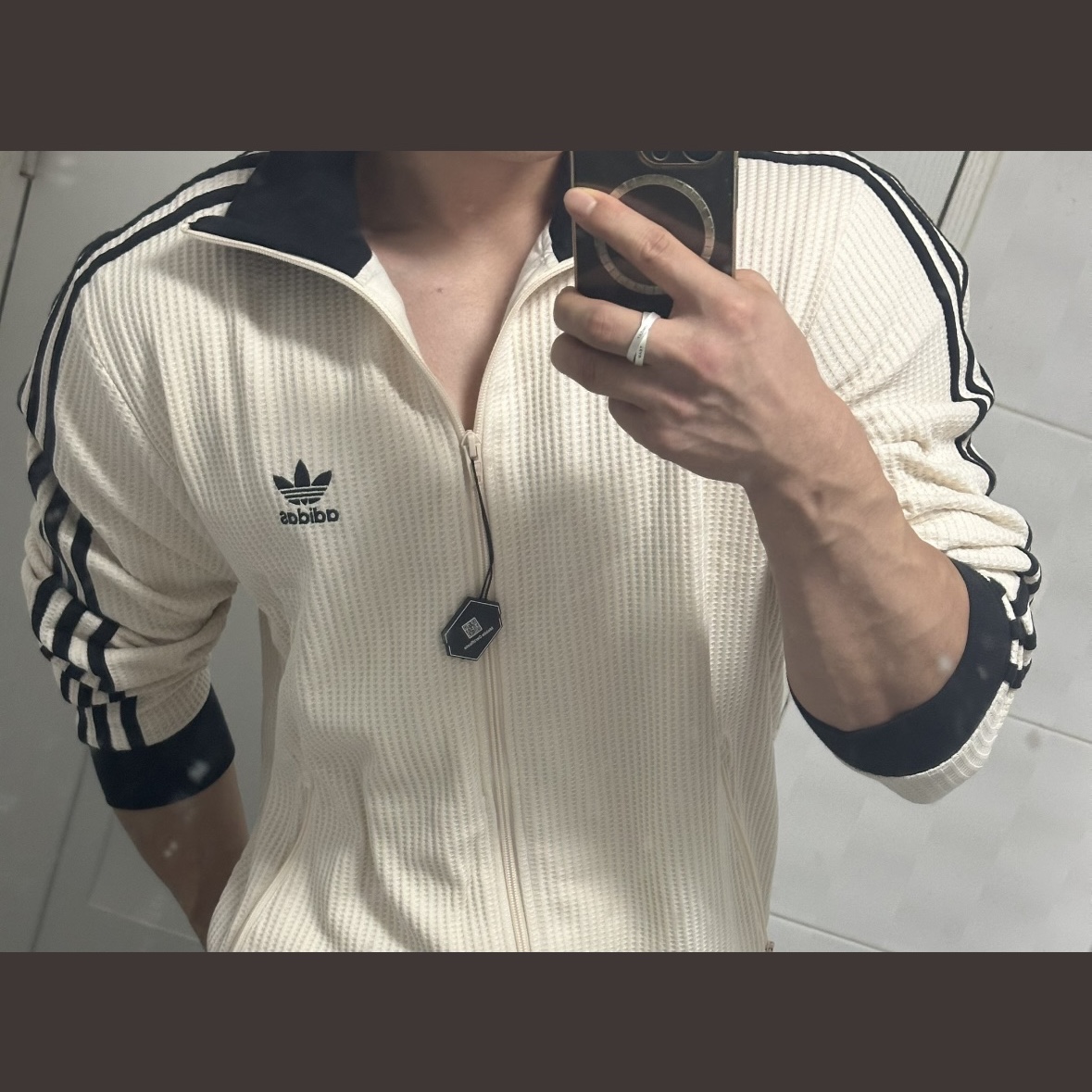 Adidas Waffle Beckenbauer Track Top Wonder White - KR Sizing 착용 스타일