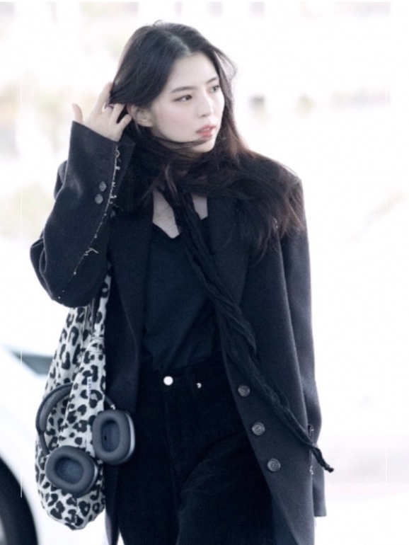 Emis New Leopard Corduroy Eco Bag Gray 착용 스타일 - 1