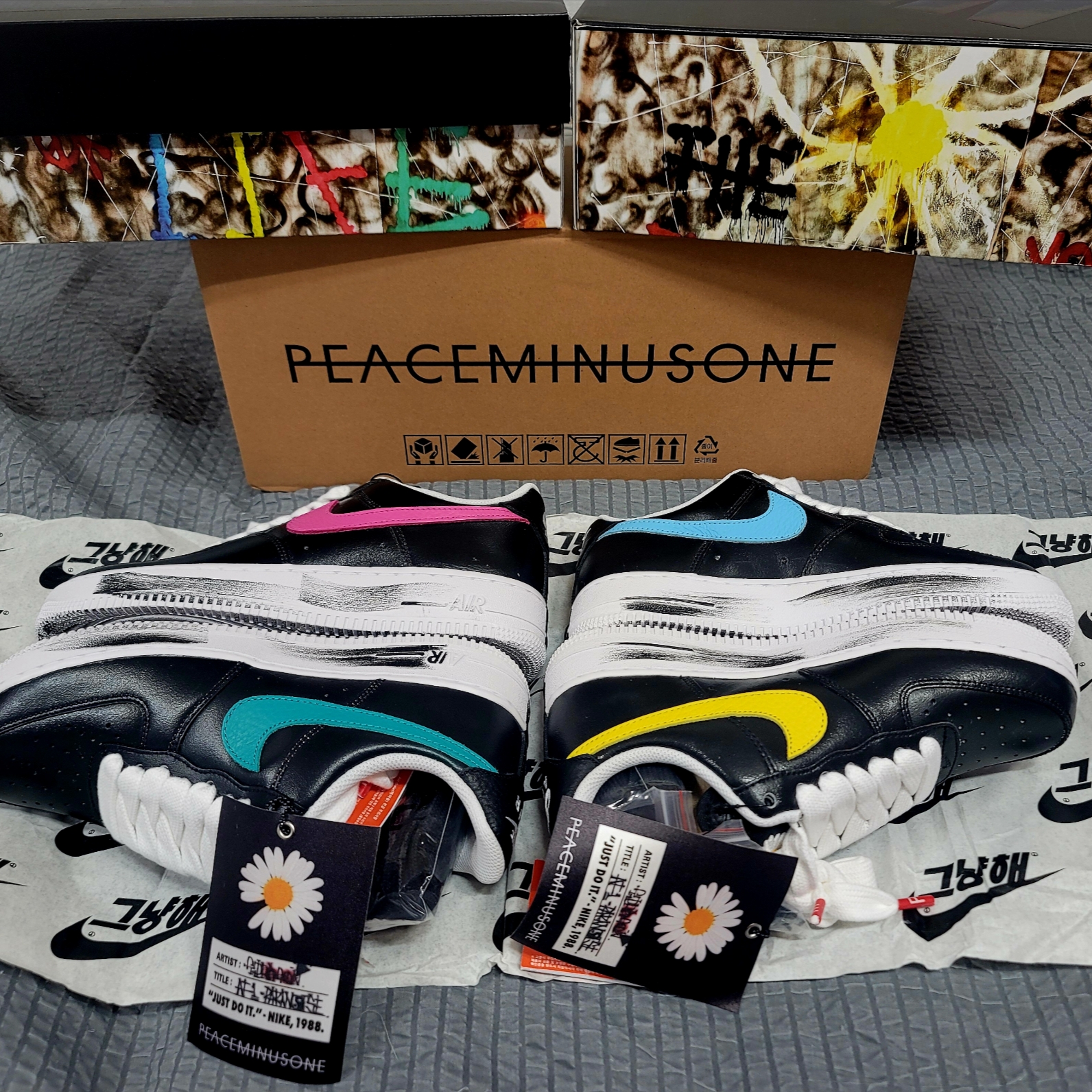 Nike x Peaceminusone Air Force 1 Low Para-Noise 3.0 Black and Multicolor 착용 스타일 - 1