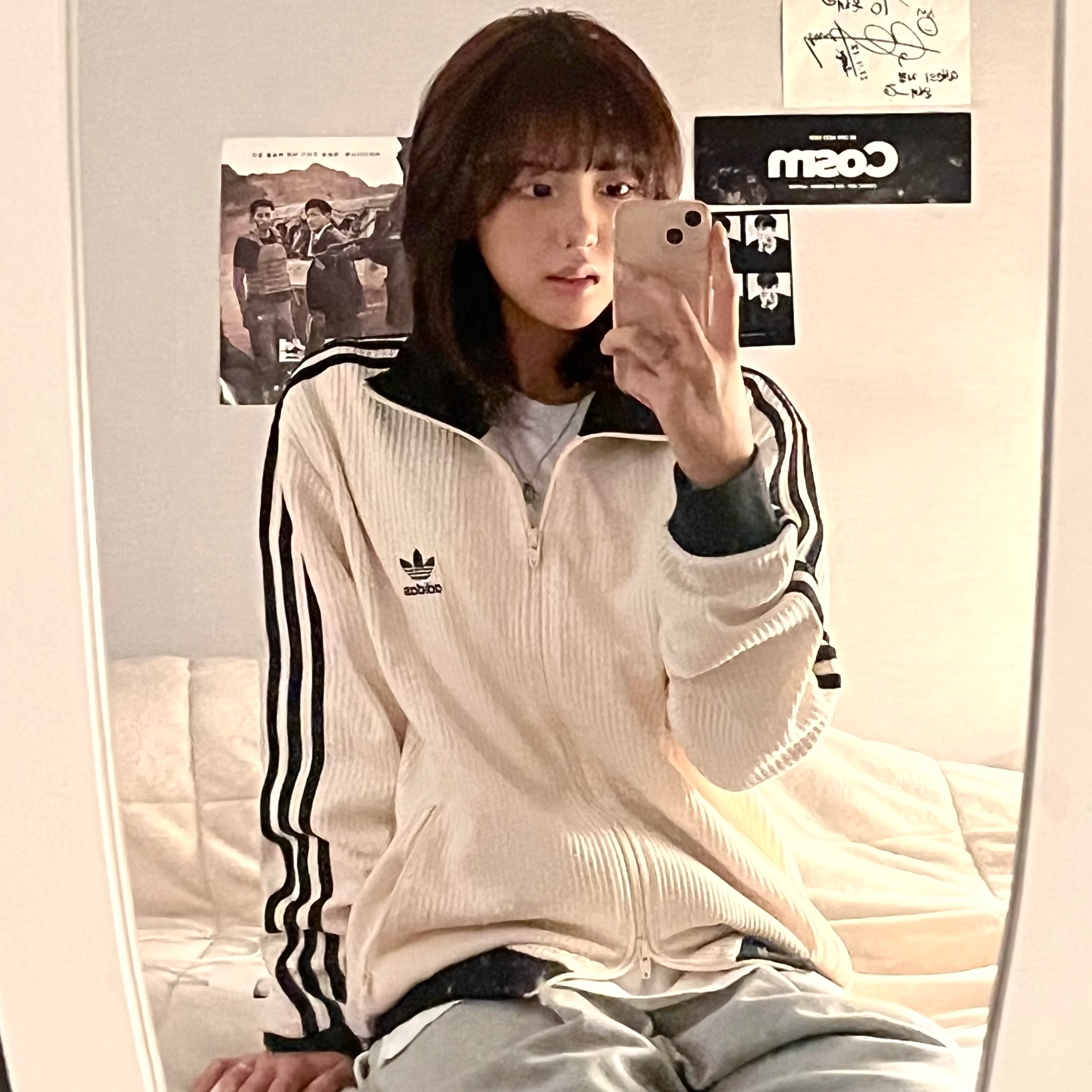 Adidas Waffle Beckenbauer Track Top Wonder White - KR Sizing 착용 스타일 - 1