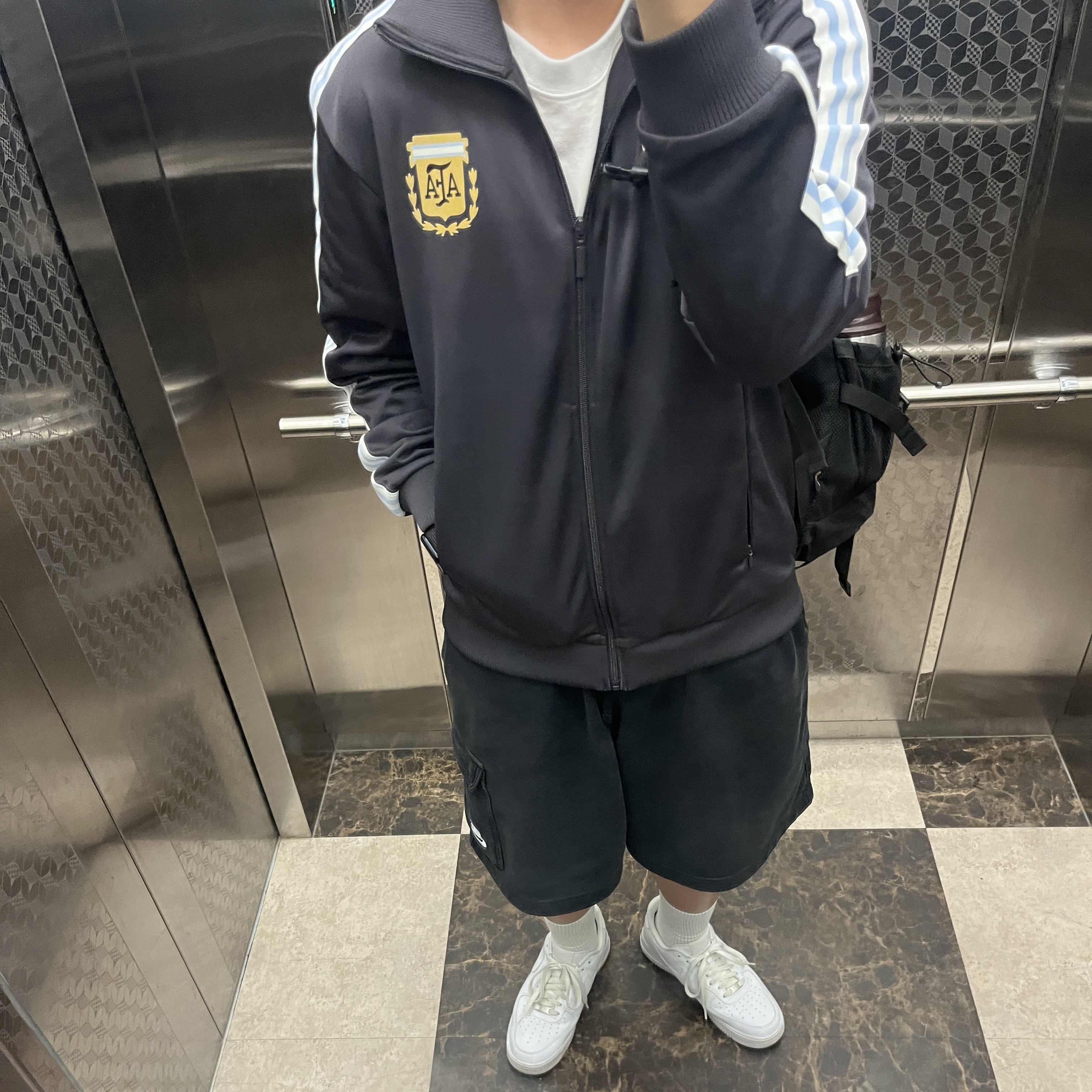 Adidas Argentina Beckenbauer Track Top Utility Black - KR Sizing 착용 스타일