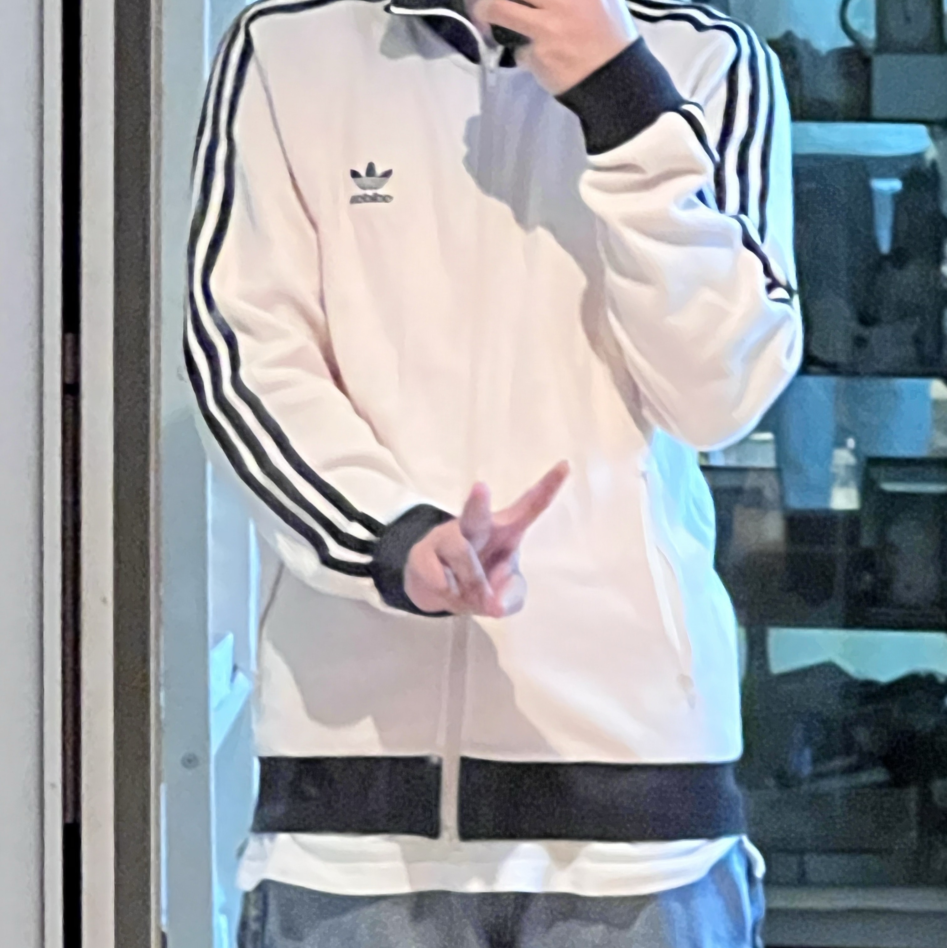 Adidas Adicolor Classic Waffle Beckenbauer Track Jacket Wonder White - KR Sizing 착용 스타일