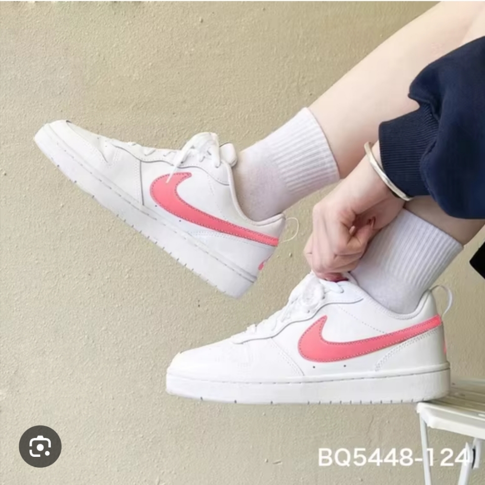 (GS) Nike Court Borough Low 2 SE White Coral Chalk 착용 스타일