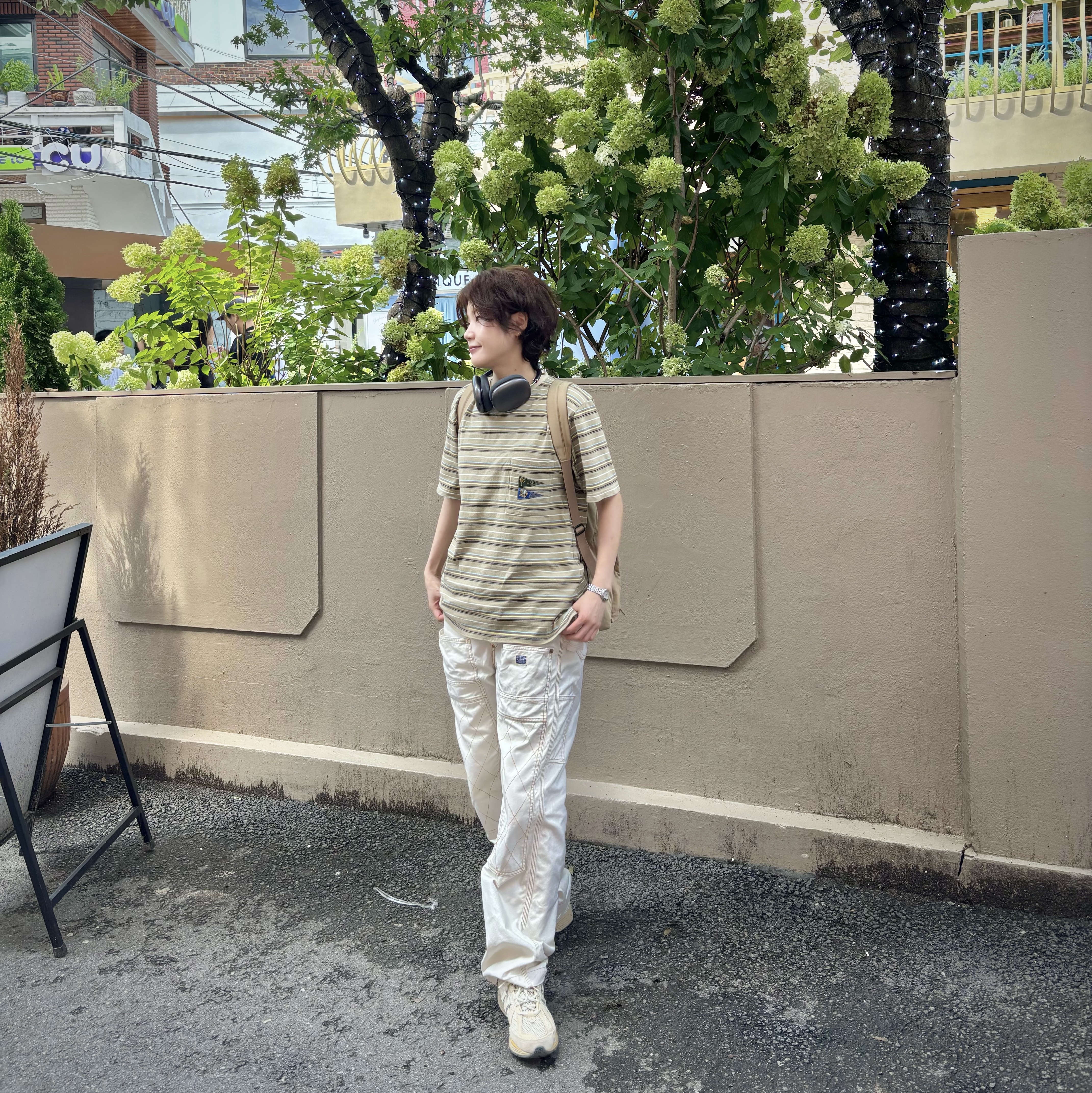 Kapital Thin Canvas Lumbar Pants Kinari, New Balance x Auralee 1906R Bone White 착용 스타일 - 1