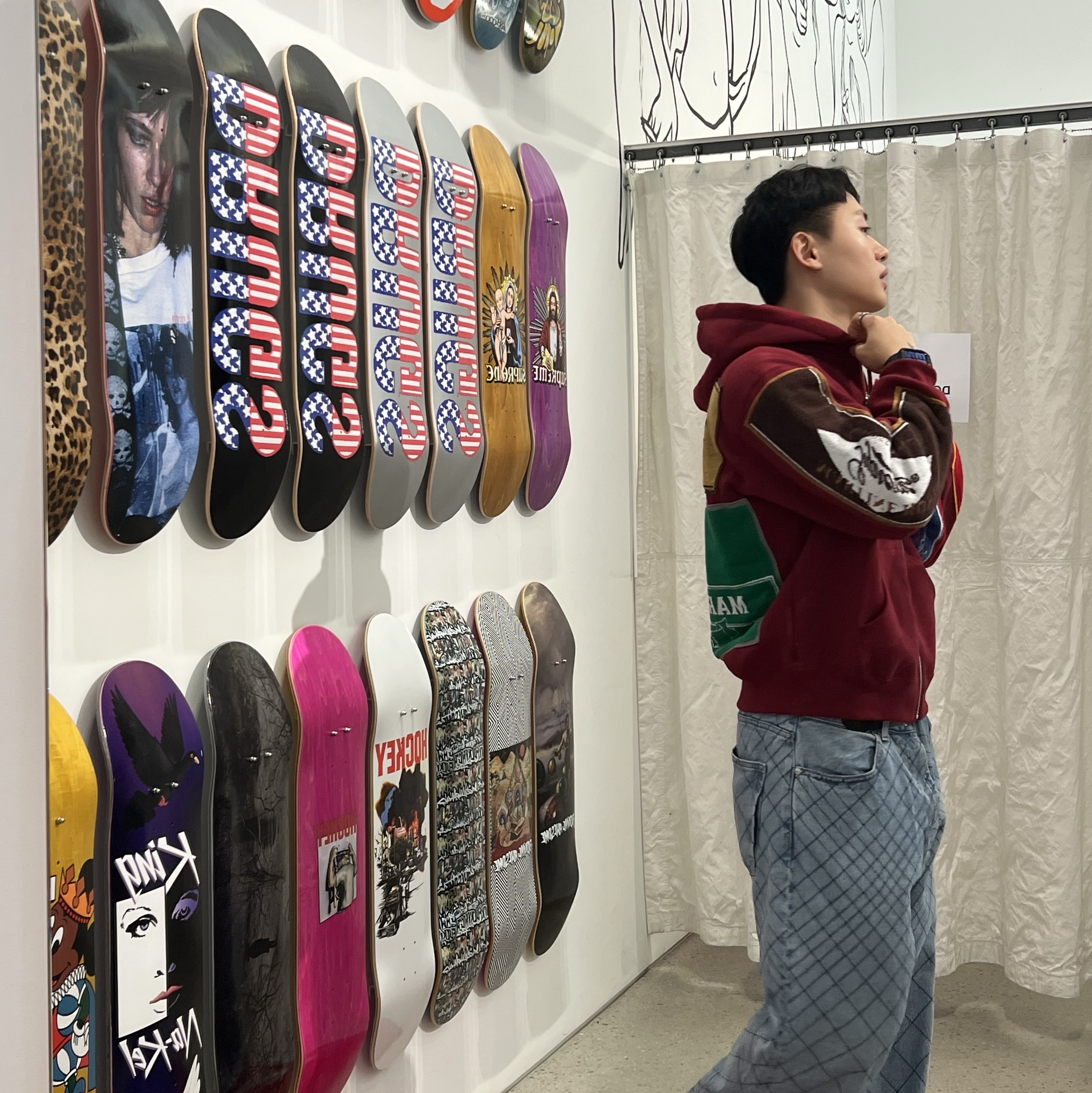 Supreme x Martine Rose Towel Zip Up Hooded Sweatshirt Cardinal - 24FW 착용 스타일