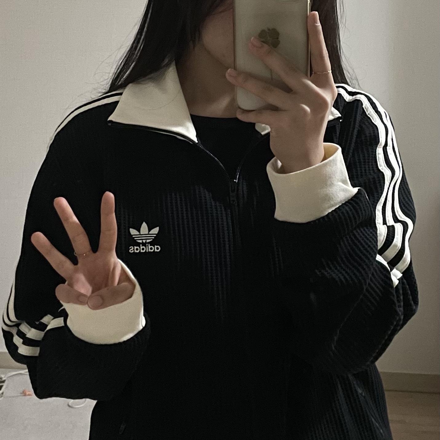 Adidas Waffle Beckenbauer Track Top Black - KR Sizing 착용 스타일 - 1