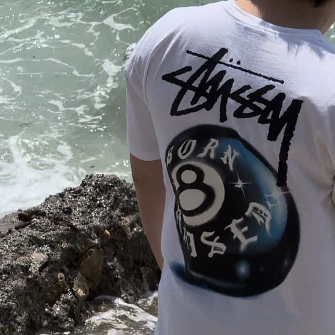 Stussy x Born X Raised 8 Ball T-Shirt White 착용 스타일