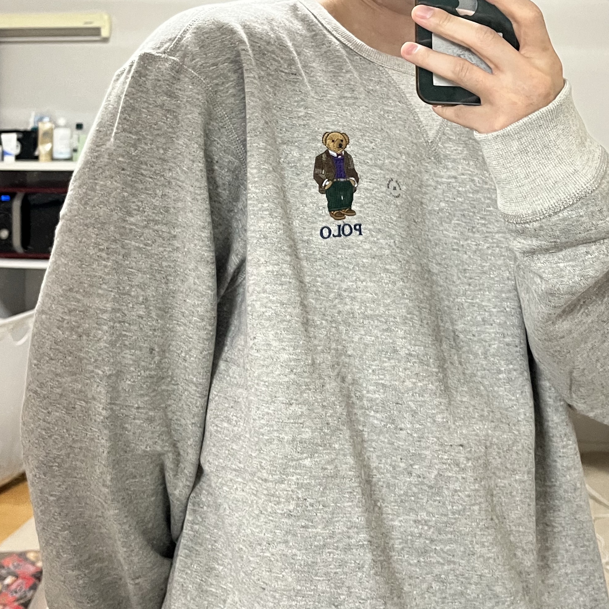 Polo Ralph Lauren Polo Bear Long Sleeve Sweatshirt Vintage Fleece Heather 착용 스타일