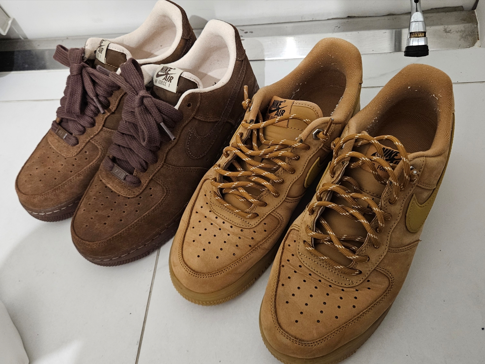 (W) Nike Air Force 1 '07 Cacao Wow, Nike Air Force 1 '07 WB Flax 착용 스타일