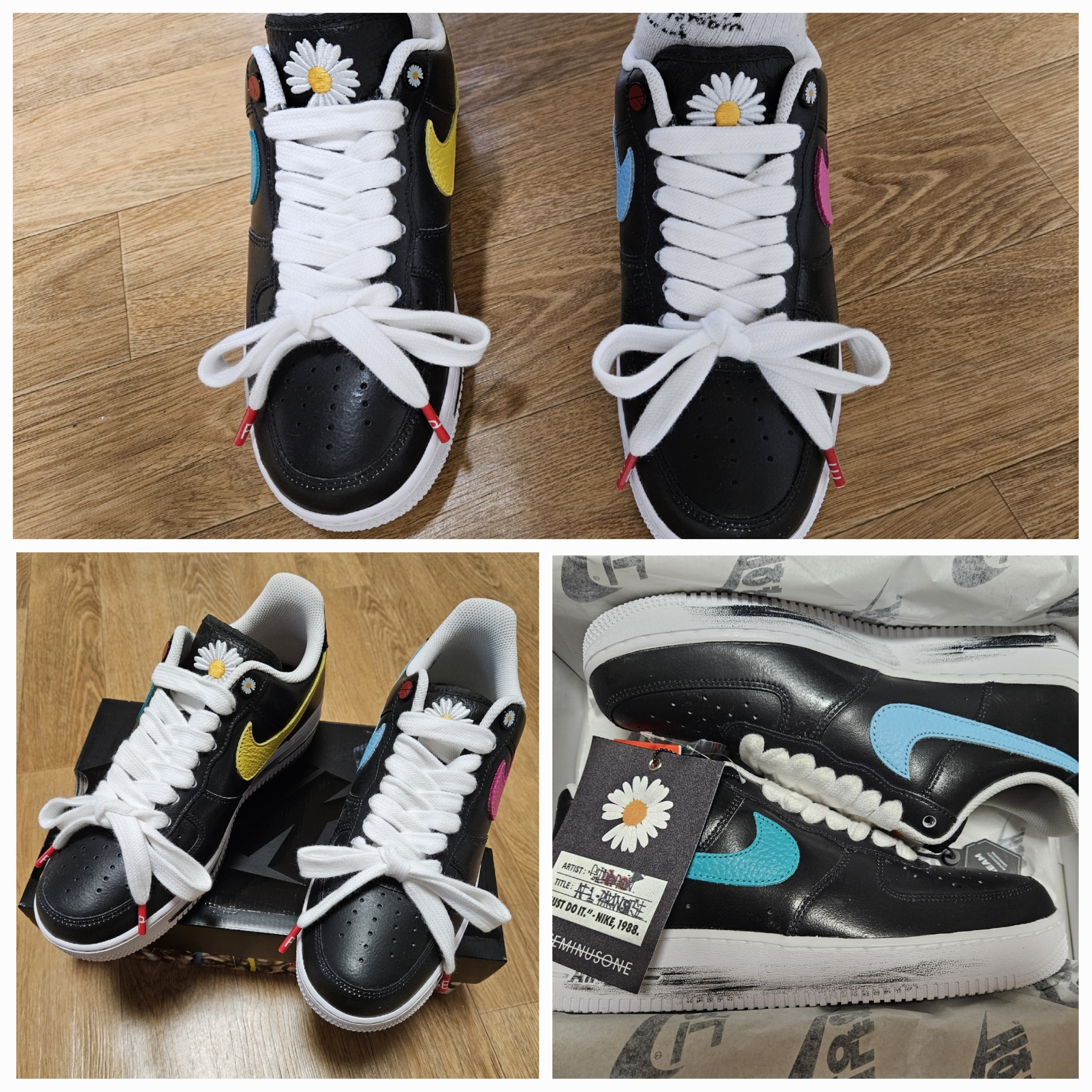 Nike x Peaceminusone Air Force 1 Low Para-Noise 3.0 Black and Multicolor 착용 스타일
