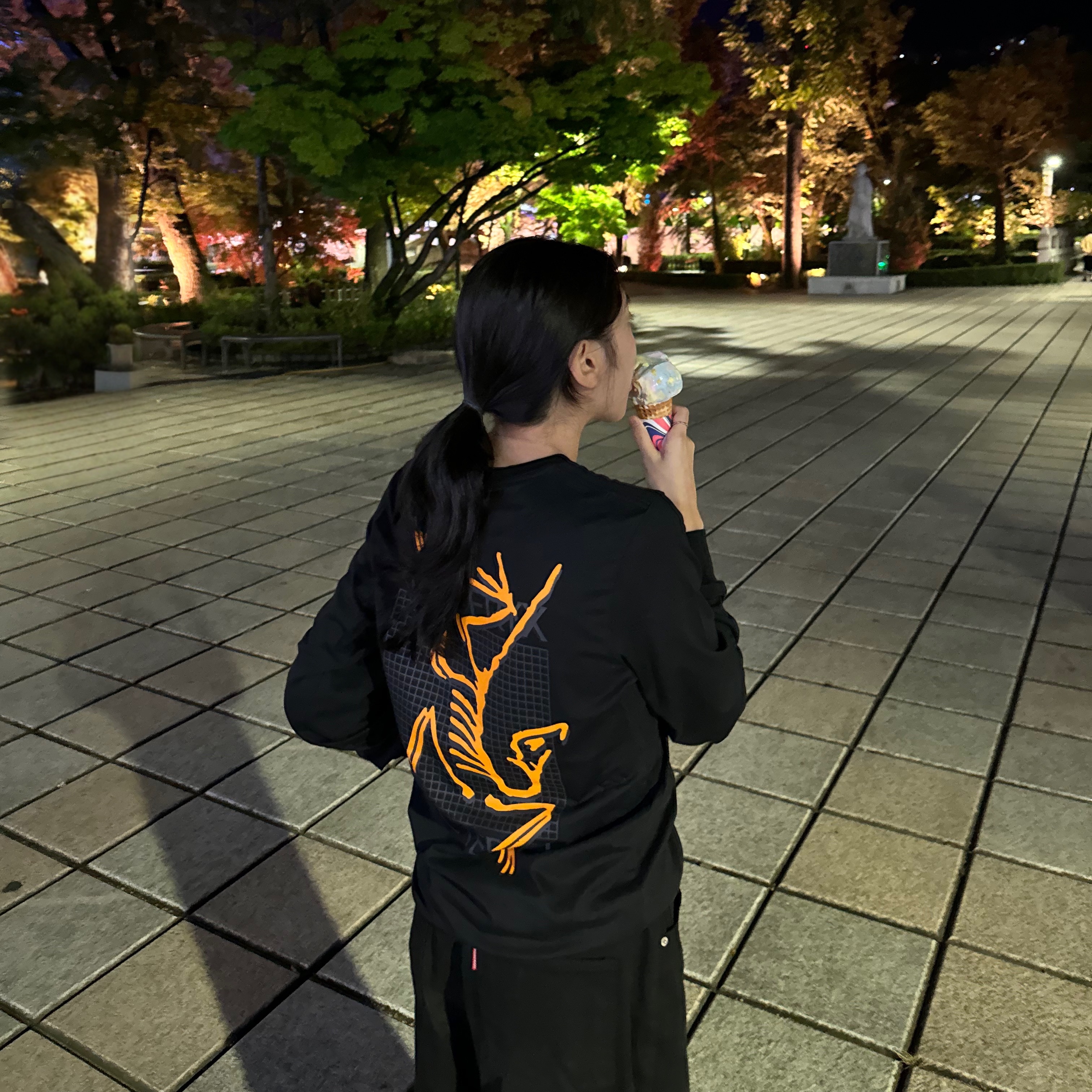 Arc'teryx Arc'Multi Bird Logo LS T-Shirt Black 착용 스타일 - 2