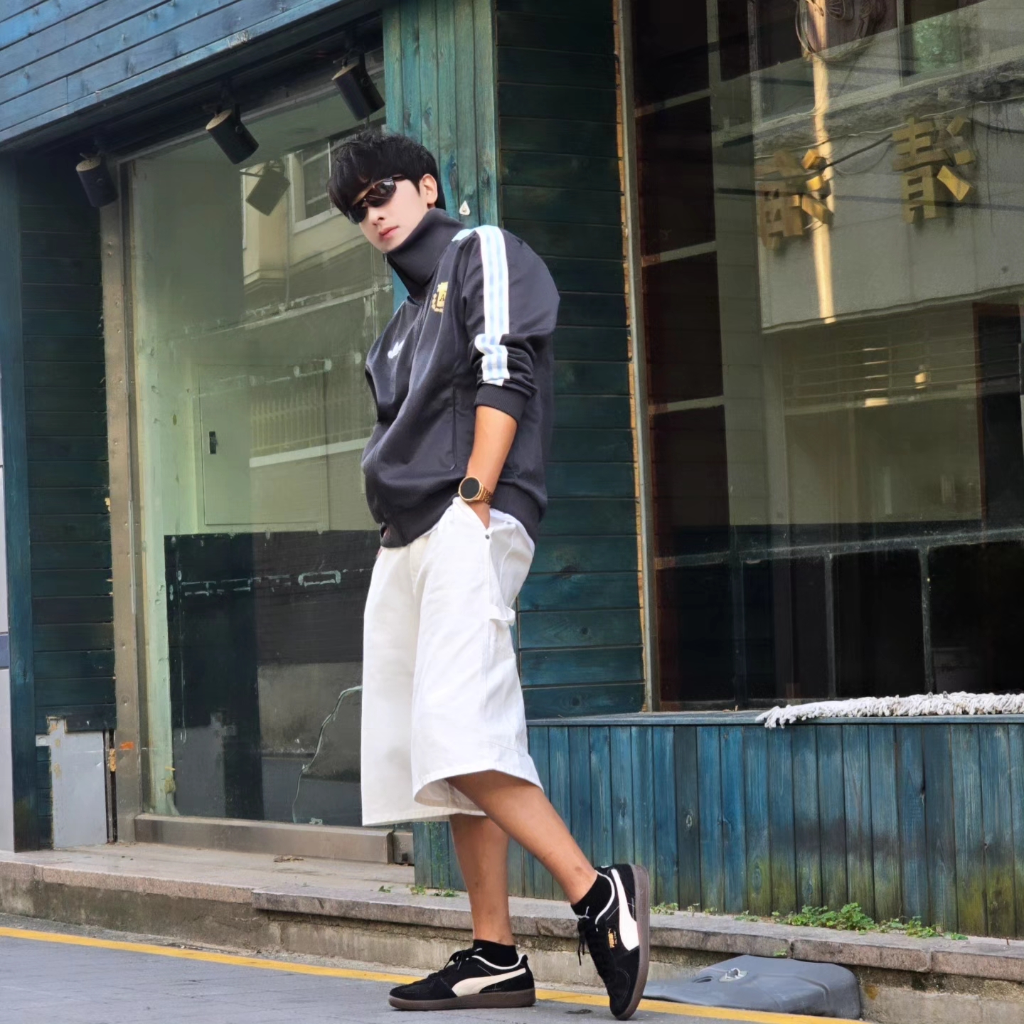 Adidas Argentina Beckenbauer Track Top Utility Black - KR Sizing, Adidas Argentina Beckenbauer Track Top Utility Black - US Sizing 착용 스타일 - 4