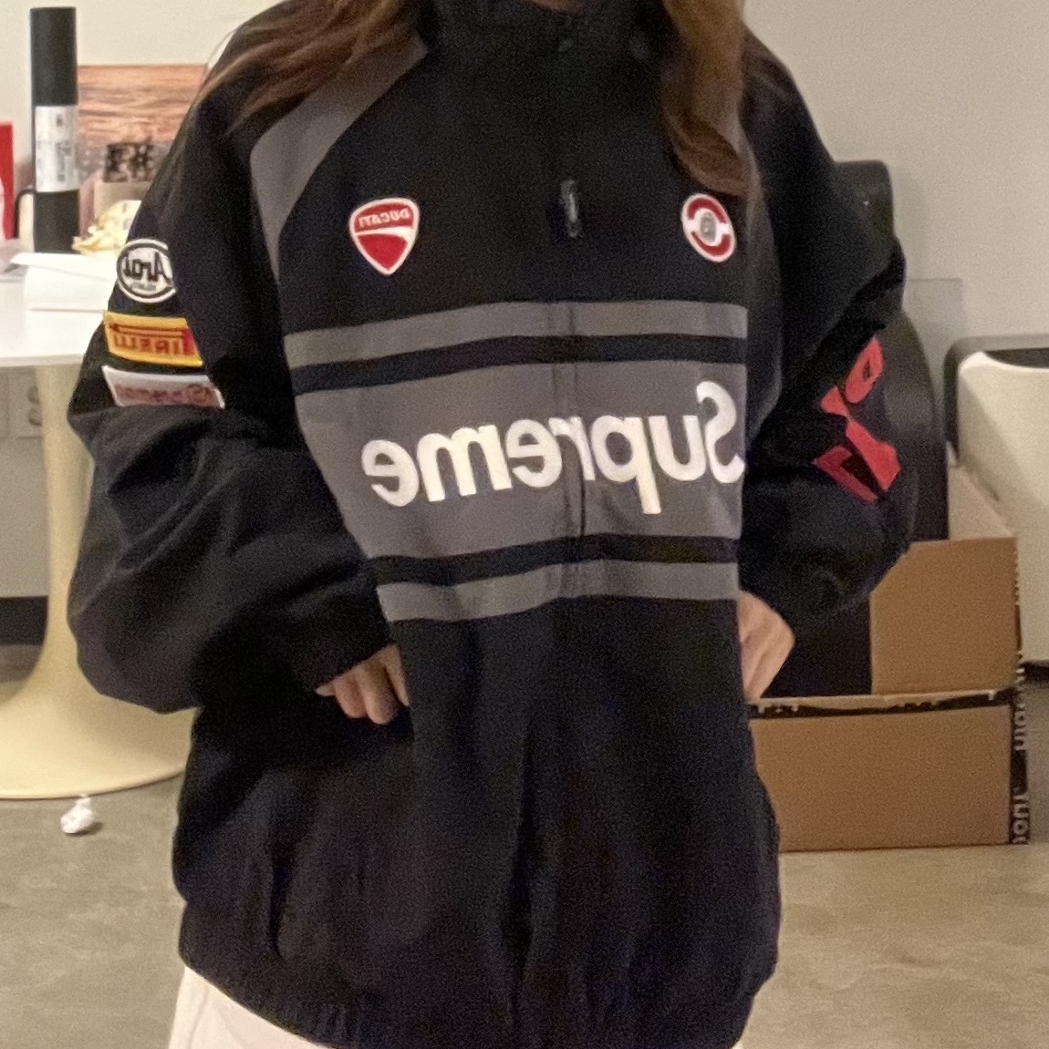 Supreme x Ducati Track Jacket Black - 24SS 착용 스타일