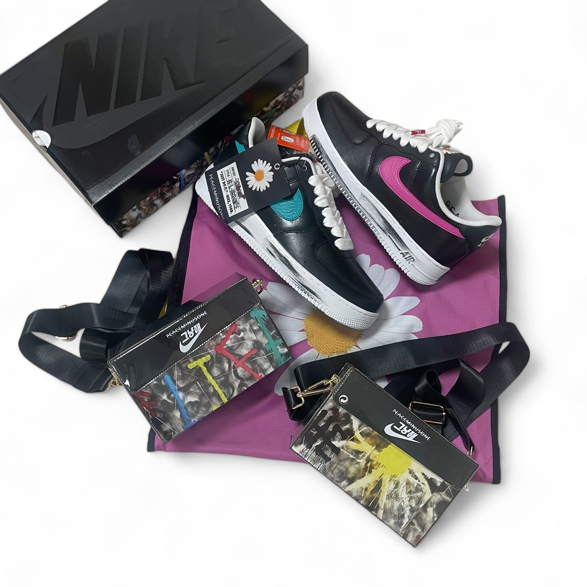 Nike x Peaceminusone Air Force 1 Low Para-Noise 3.0 Black and Multicolor 착용 스타일 - 1