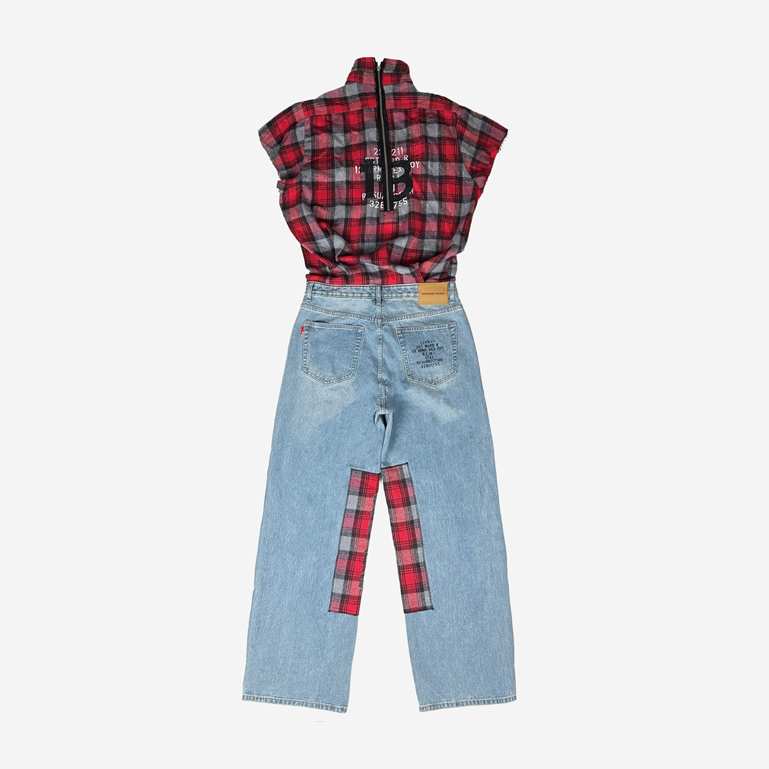 레저렉션13 리사이클 오버롤 데님 팬츠 라이트 인디고(Resurrection13 Recycle Overall Denim Pants Light Indigo) - 2