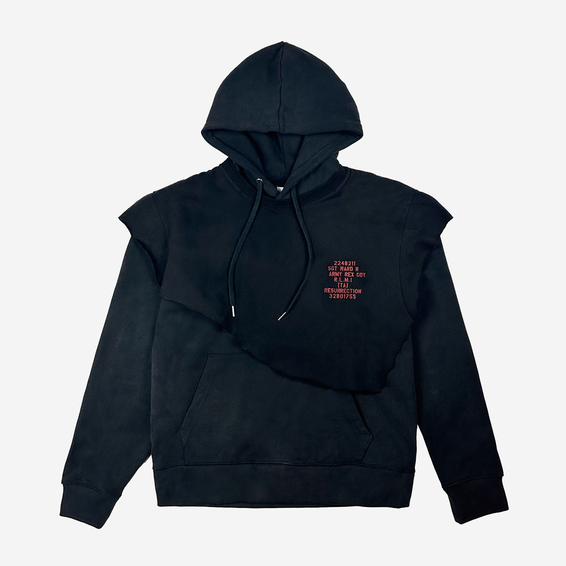 레저렉션13 레이어드 후드 블랙