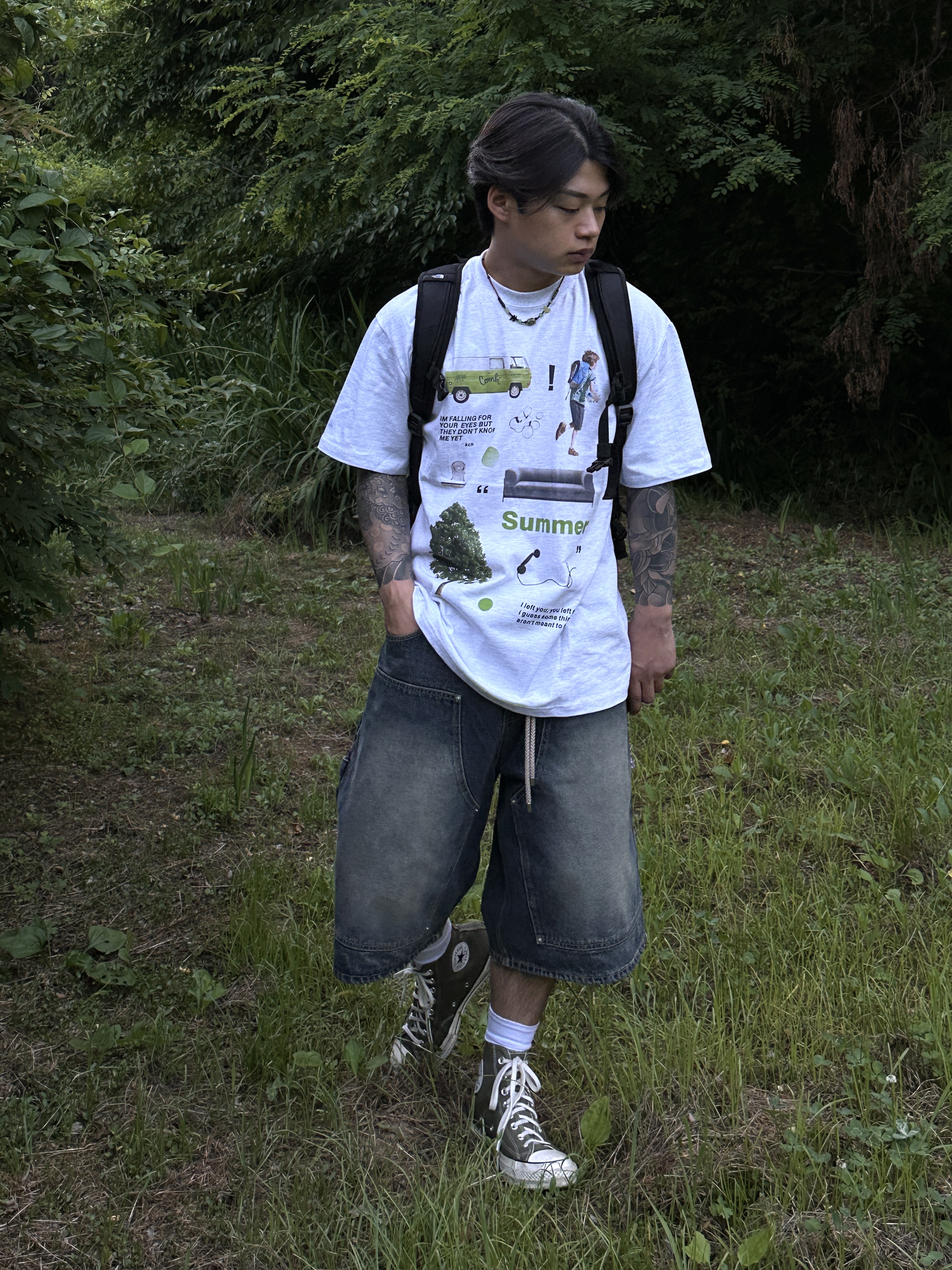 Converse Chuck 70 High Vintage Canvas Utility Khaki, The North Face Big Shot Black 착용 스타일 - 1