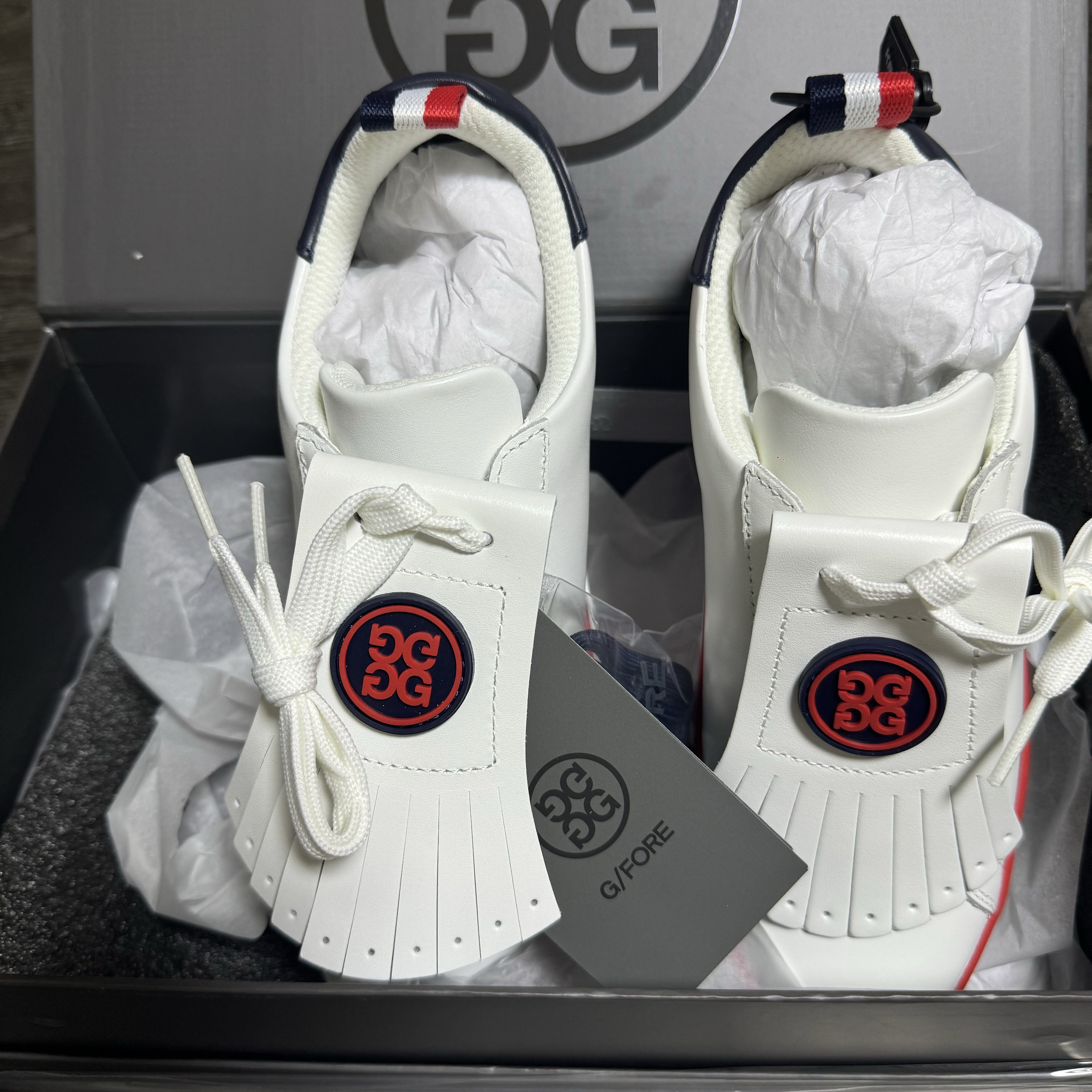 (W) G/Fore Contrast Accent Kiltie Durf Golf Shoes Snow 착용 스타일