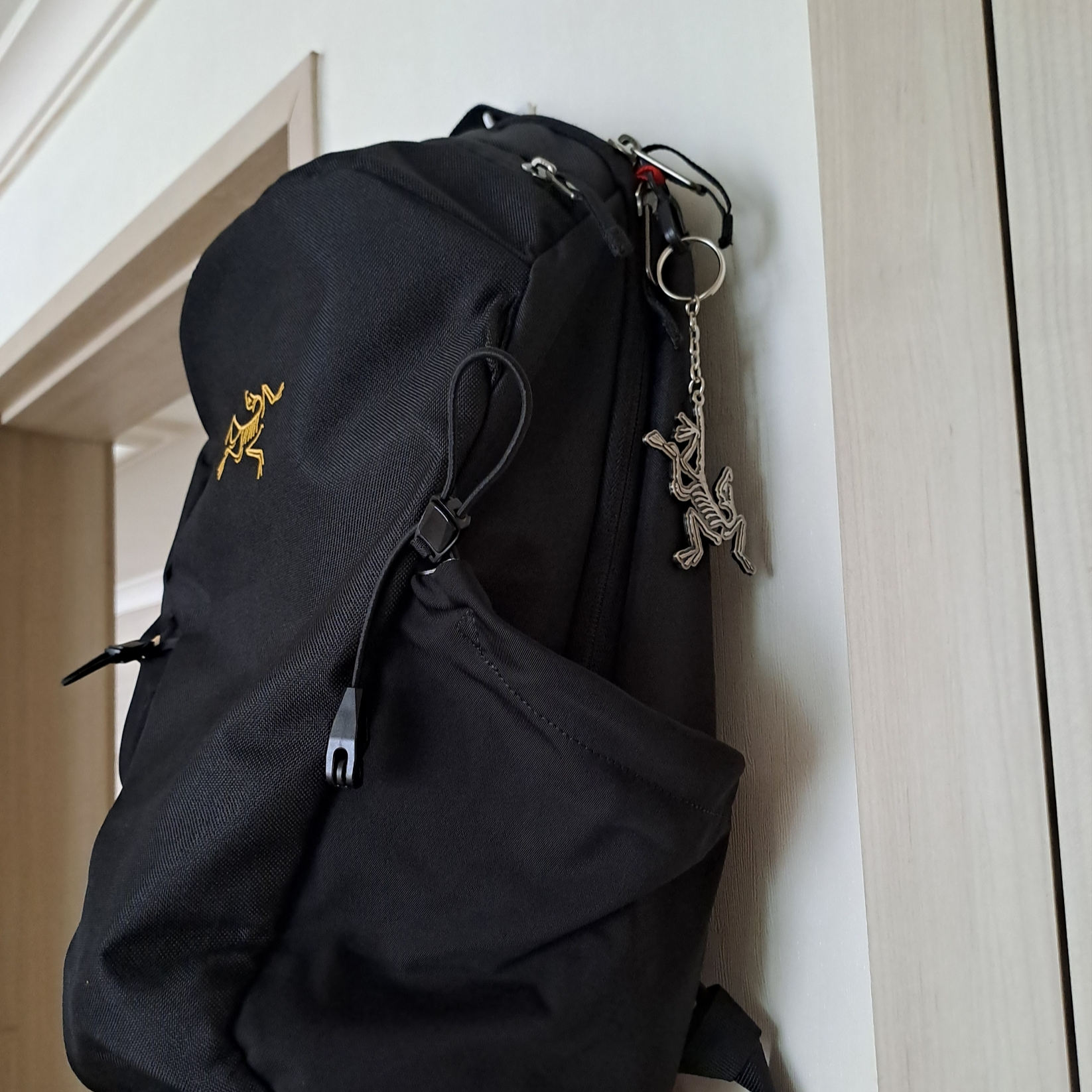 Arc'teryx Keyring Metal 착용 스타일