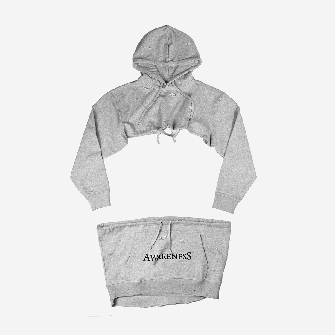 레저렉션13 디테쳐블 빈티지 후드 멜란지 그레이