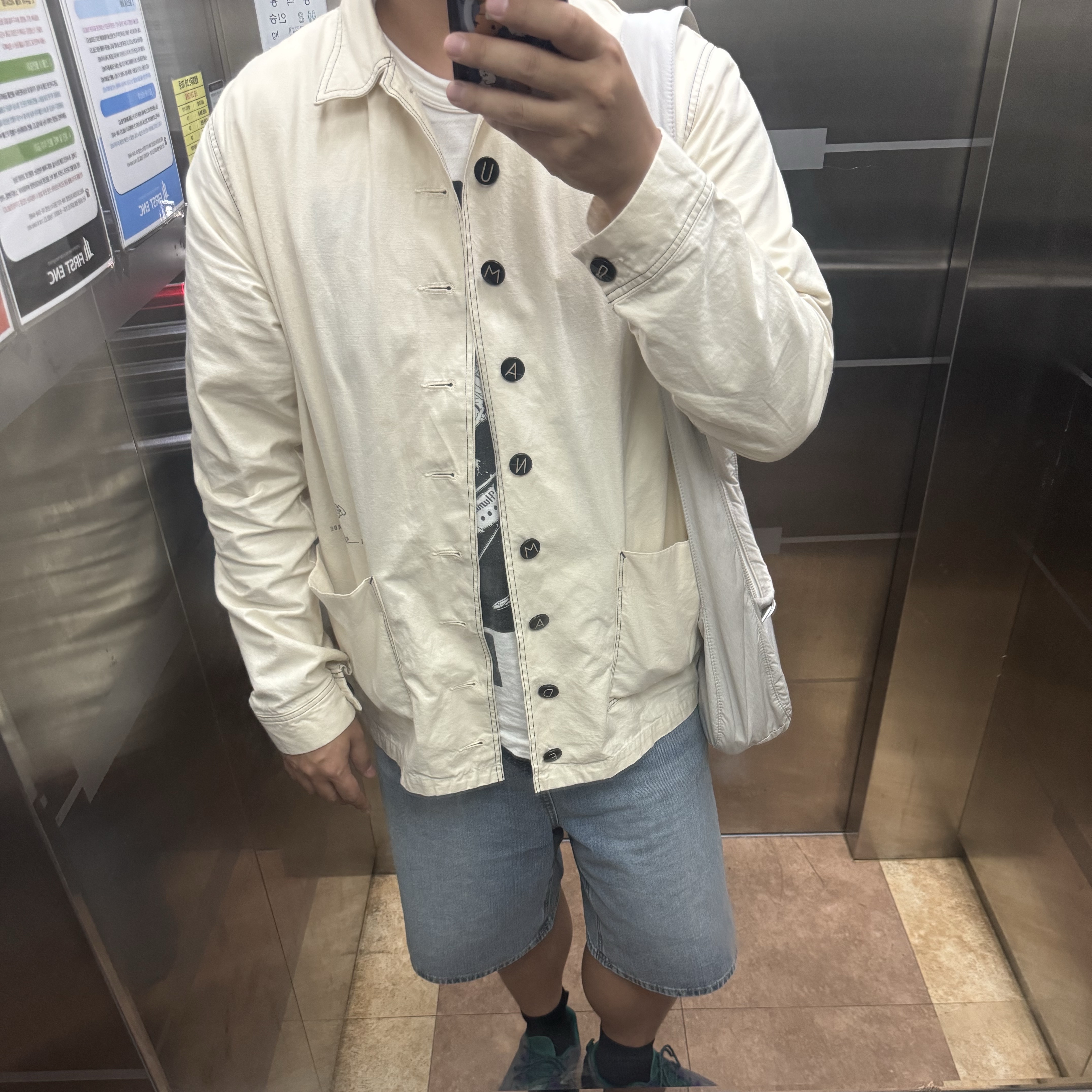 Human Made Milk Boy Jacket White 착용 스타일 - 1