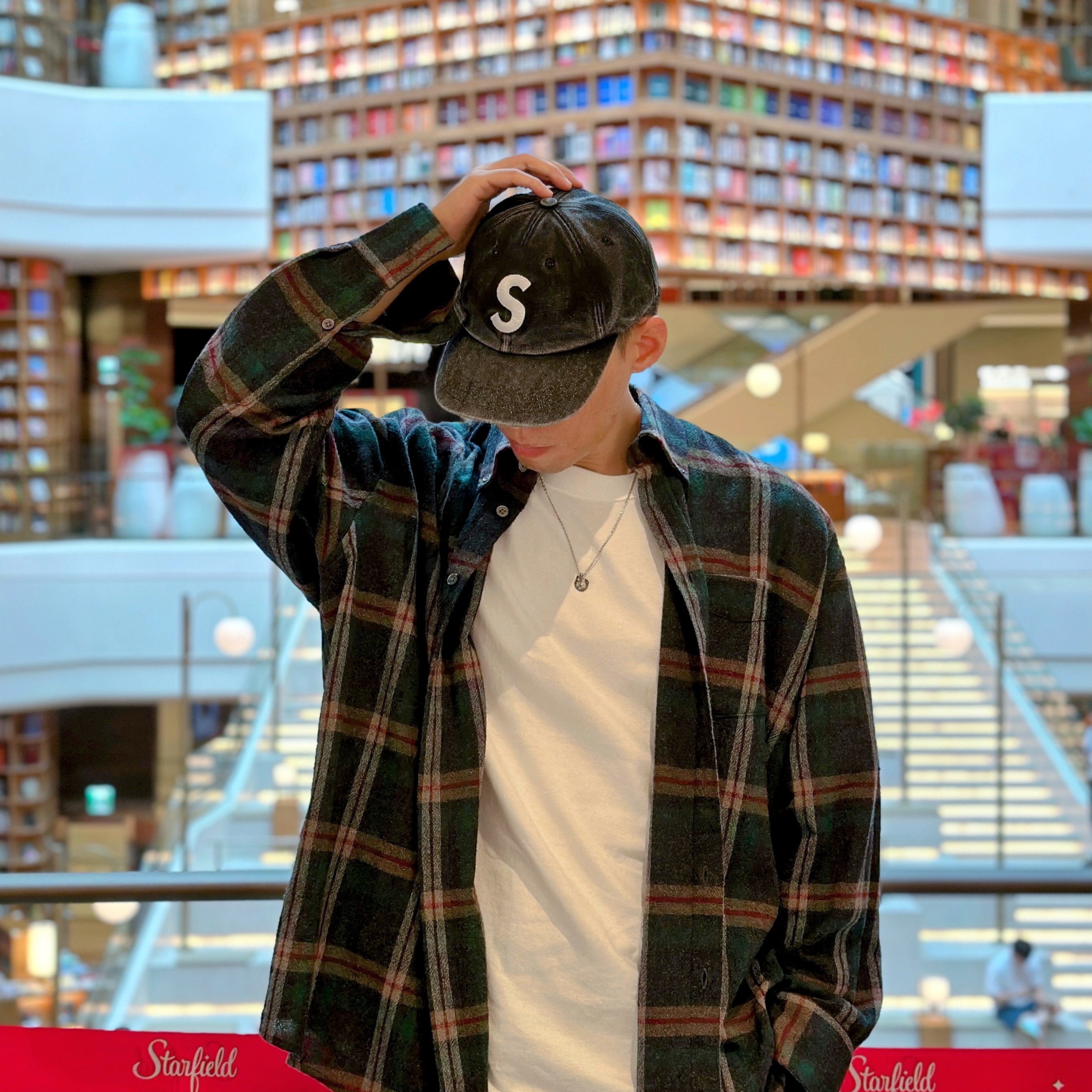 Supreme Pigment S Logo 6-Panel Black - 24FW, Our Legacy Borrowed BD Shirt Green Pub Check 착용 스타일