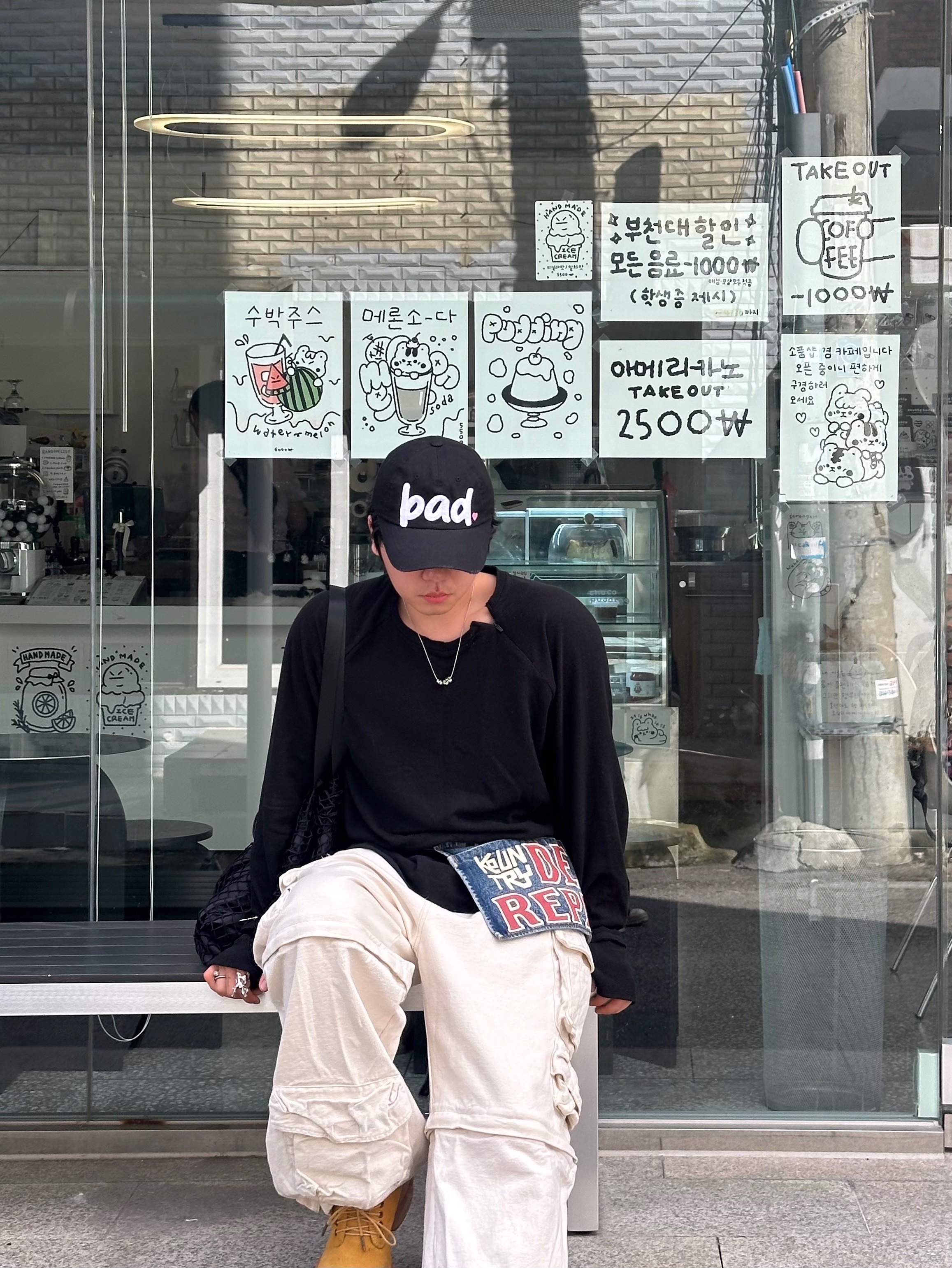 Kapital 13 oz. Denim Damaged Denim Repairspt Short Ad Apron Indigo (Processing), Remagine Hybrid Derby Shoes Starting Bigger Wheat 착용 스타일 - 4