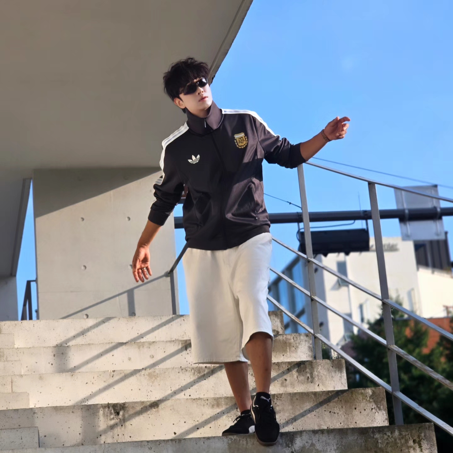 Adidas Argentina Beckenbauer Track Top Utility Black - KR Sizing, Adidas Argentina Beckenbauer Track Top Utility Black - US Sizing 착용 스타일 - 4