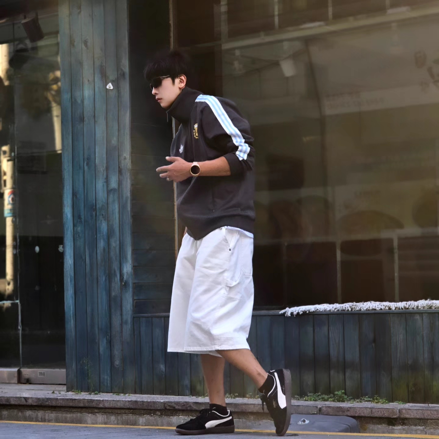 Adidas Argentina Beckenbauer Track Top Utility Black - KR Sizing, Adidas Argentina Beckenbauer Track Top Utility Black - US Sizing 착용 스타일 - 1