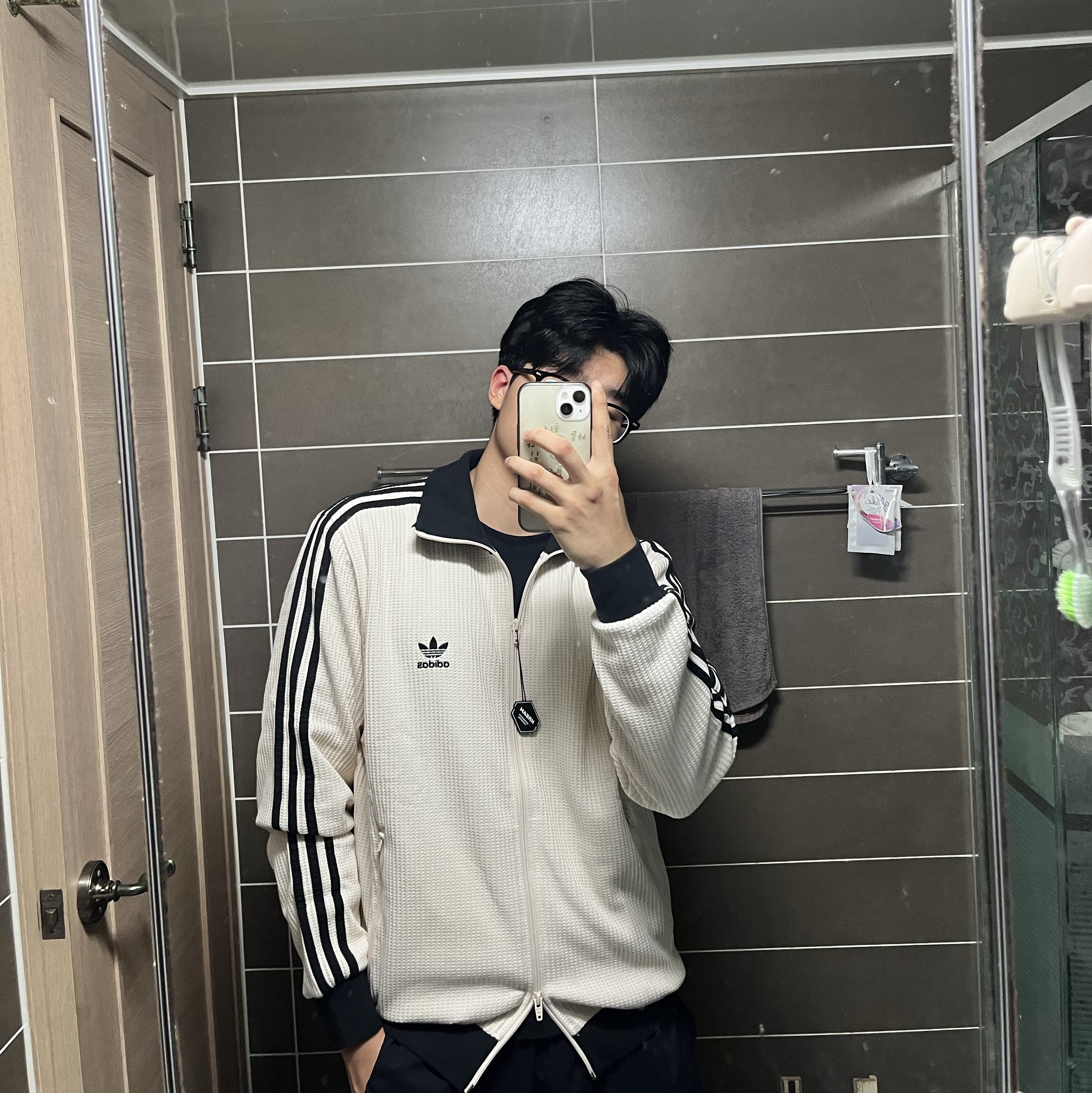 Adidas Waffle Beckenbauer Track Top Wonder White - KR Sizing 착용 스타일 - 3