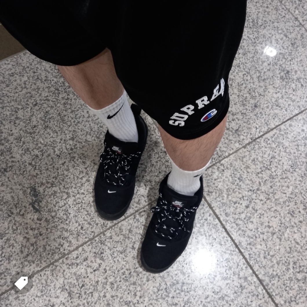 Supreme x Champion Mesh Short Black - 24SS, Nike x Supreme SB Darwin Low Black 착용 스타일 - 1