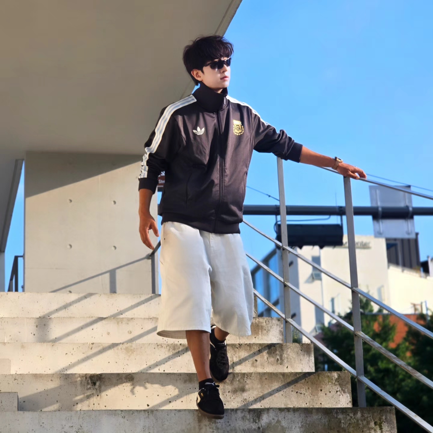 Adidas Argentina Beckenbauer Track Top Utility Black - KR Sizing, Adidas Argentina Beckenbauer Track Top Utility Black - US Sizing 착용 스타일 - 6