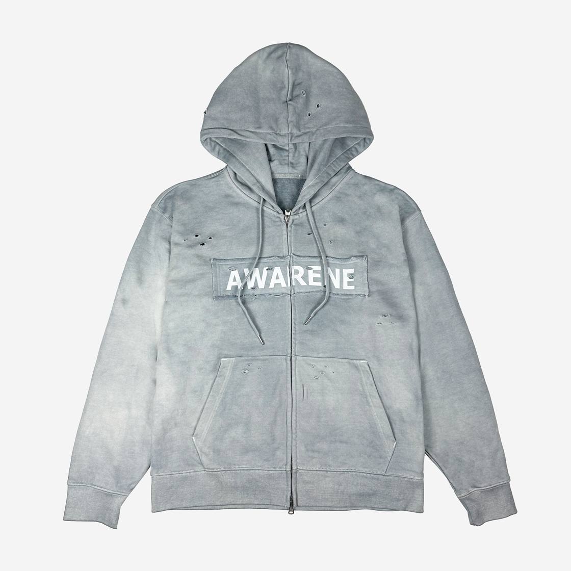 레저렉션13 데미지드 패치워크 투웨이 집업 후드 빈티지 그레이