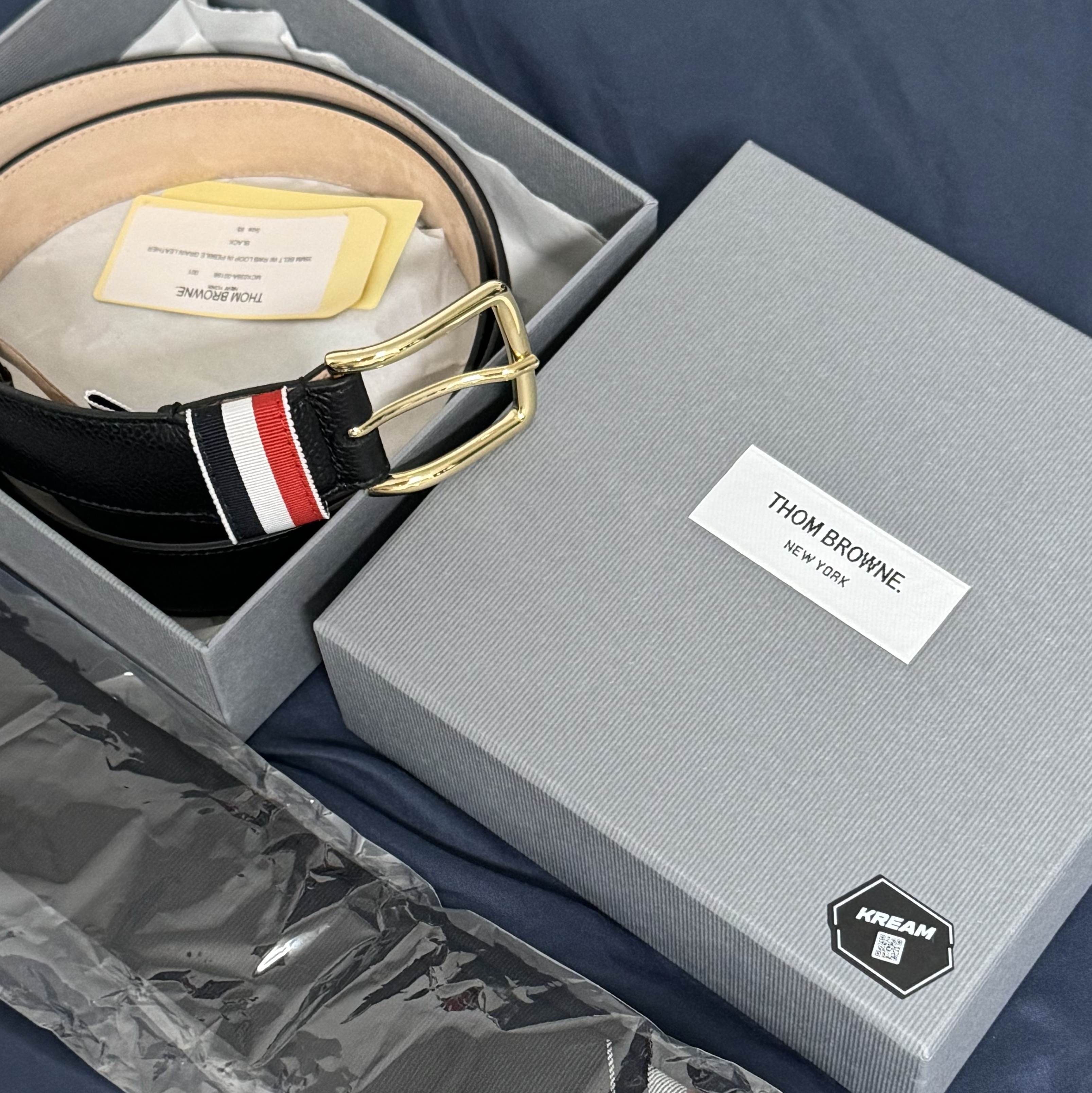 Thom Browne Calfskin Pebbled Leather Belt Black 착용 스타일