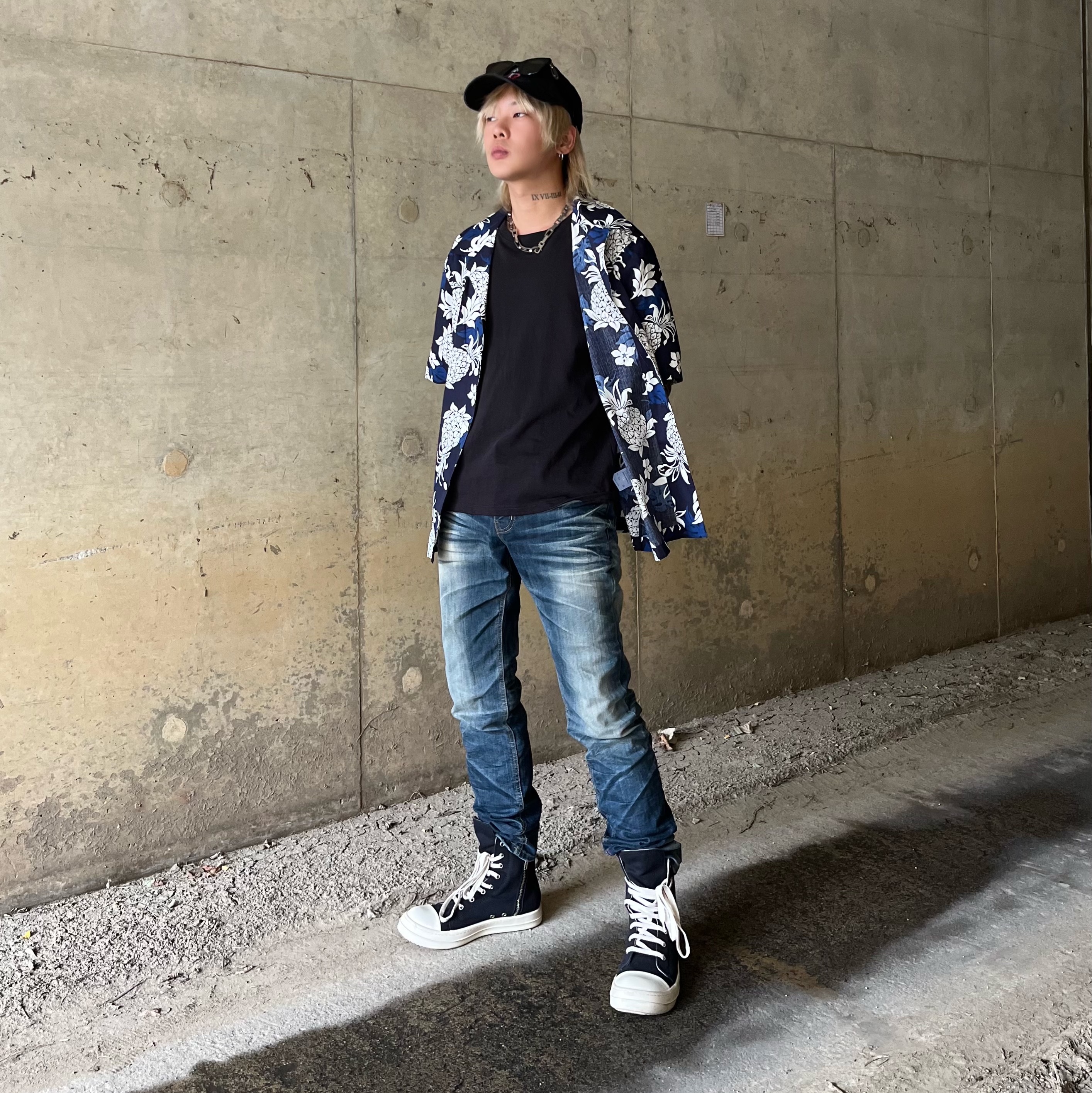 Rick Owens Drkshdw Calf Leather Penta Sneakers Black Milk White 착용 스타일 - 2