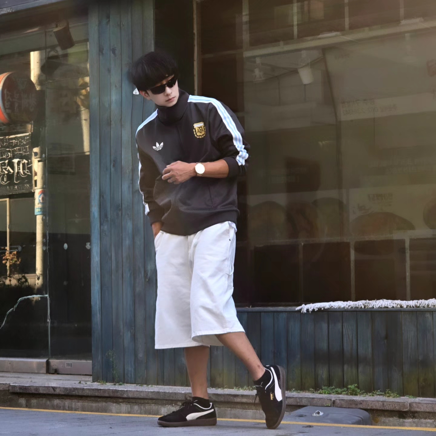 Adidas Argentina Beckenbauer Track Top Utility Black - KR Sizing, Adidas Argentina Beckenbauer Track Top Utility Black - US Sizing 착용 스타일 - 2