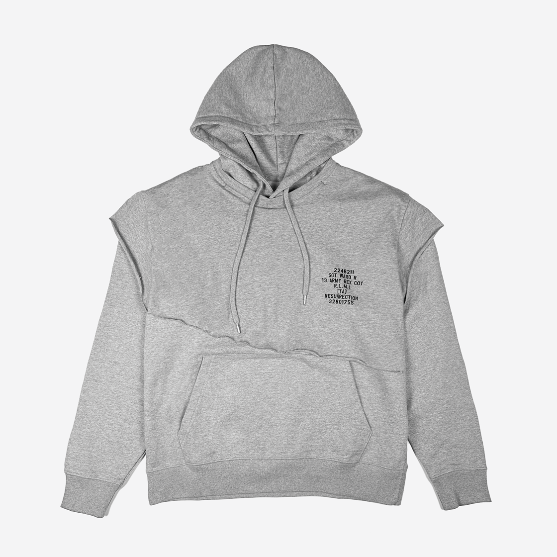 레저렉션13 레이어드 후드 멜란지 그레이