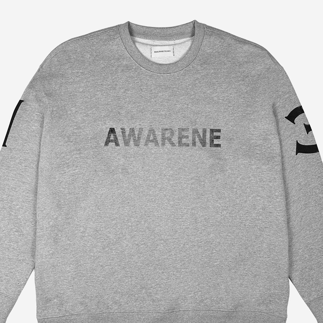 레저렉션13 빈티지 프린팅 스웨트셔츠 멜란지 그레이(Resurrection13 Vintage Printing Sweatshirt Melange Grey) - 3