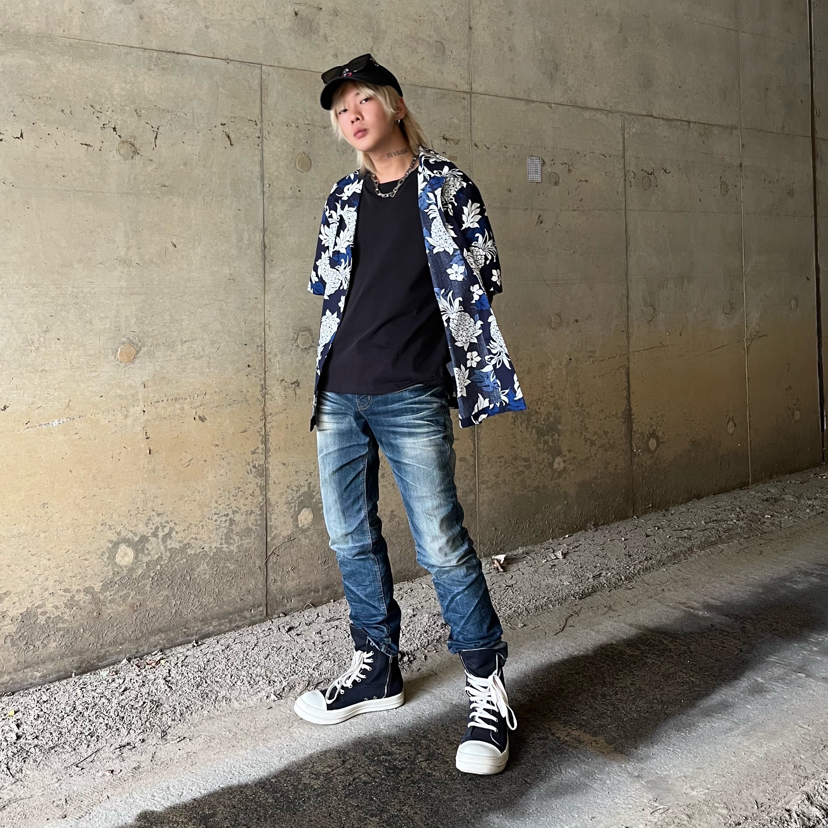 Rick Owens Drkshdw Calf Leather Penta Sneakers Black Milk White 착용 스타일 - 1