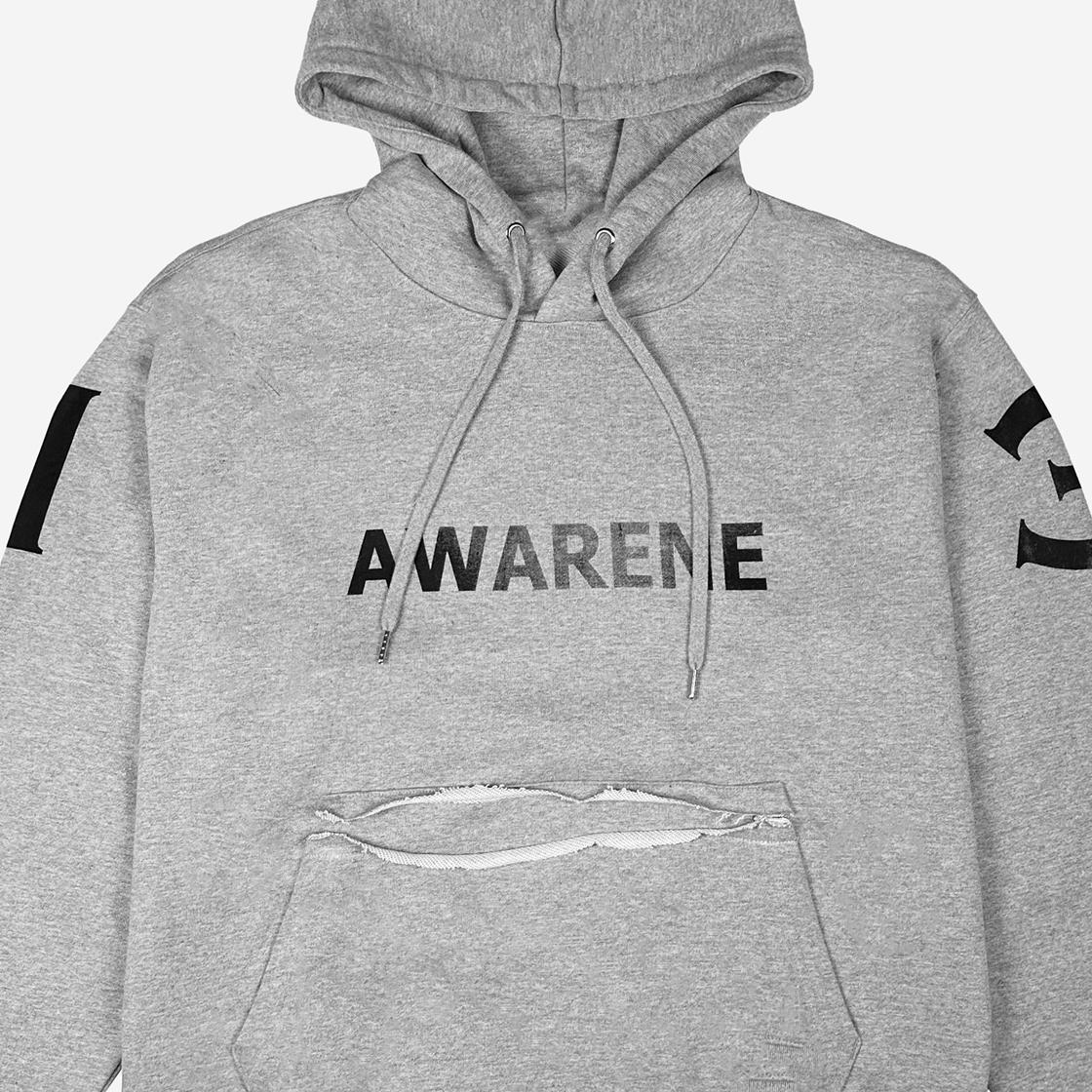 레저렉션13 빈티지 프린팅 후드 멜란지 그레이(Resurrection13 Vintage Printing Hoodie Melange Grey) - 3